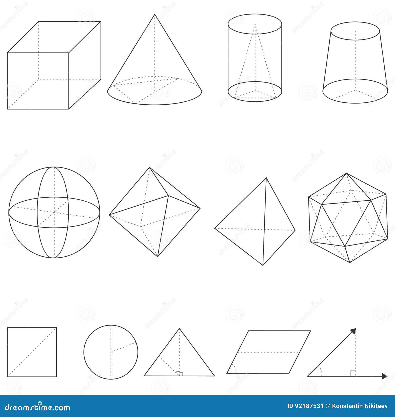 Vector Set Of Geometrical Shapes Stock Vector - Illustration of line