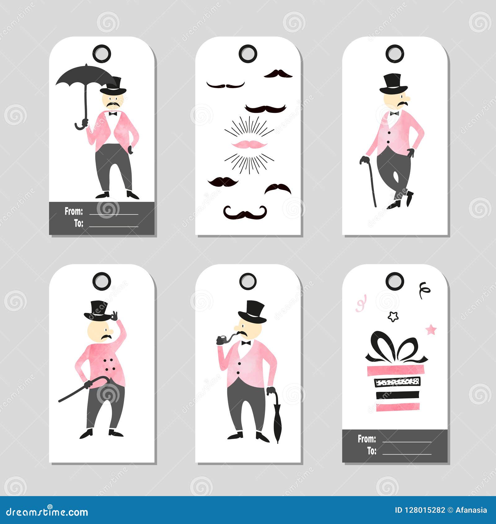 Download Vector Set Of Gift Tags With Funny Victorian Gentleman. Fathers Day Card Design. Stock Vector ...