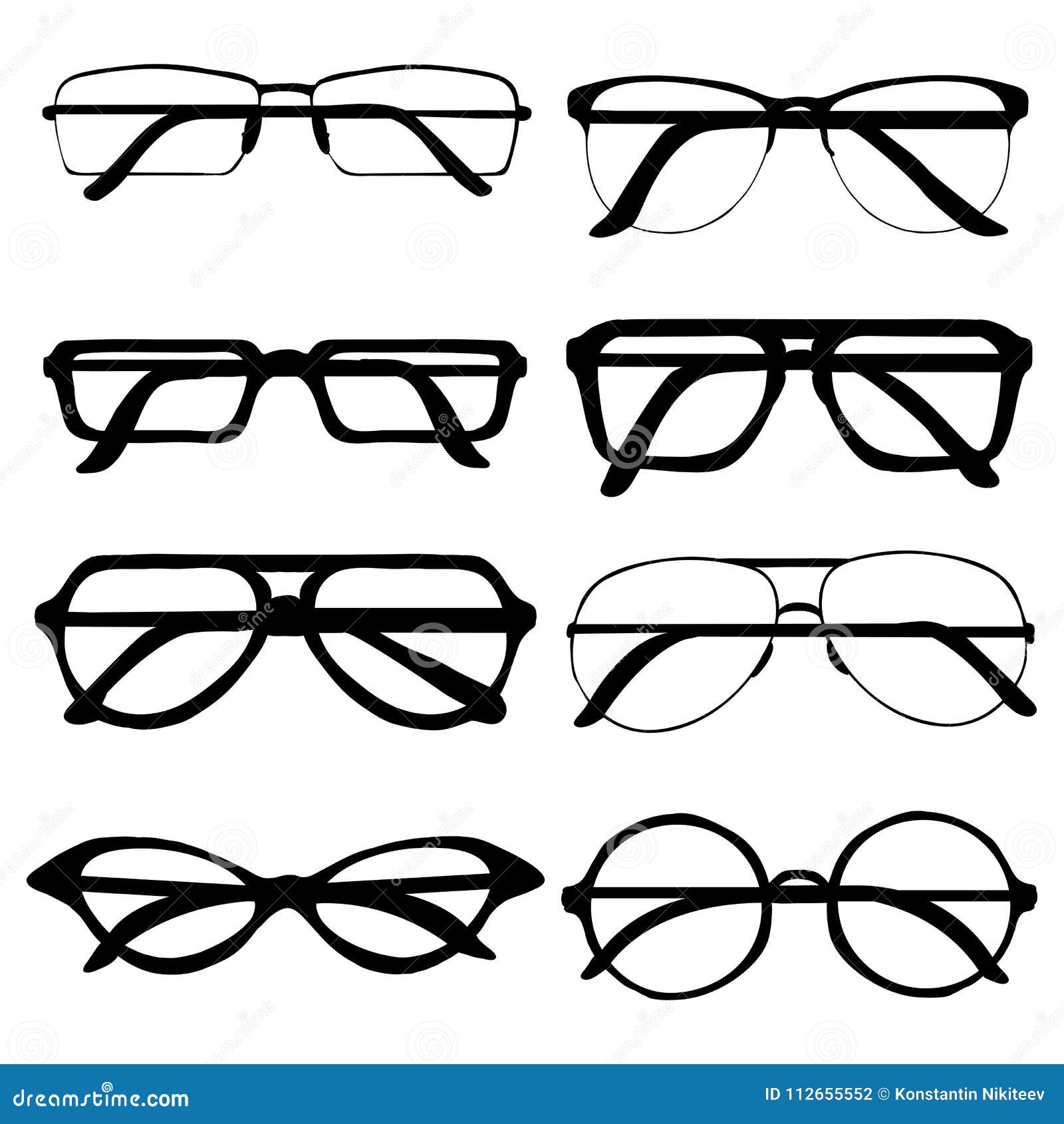 Vector Set of Glasses Rims Silhouettes Stock Vector Illustration of
