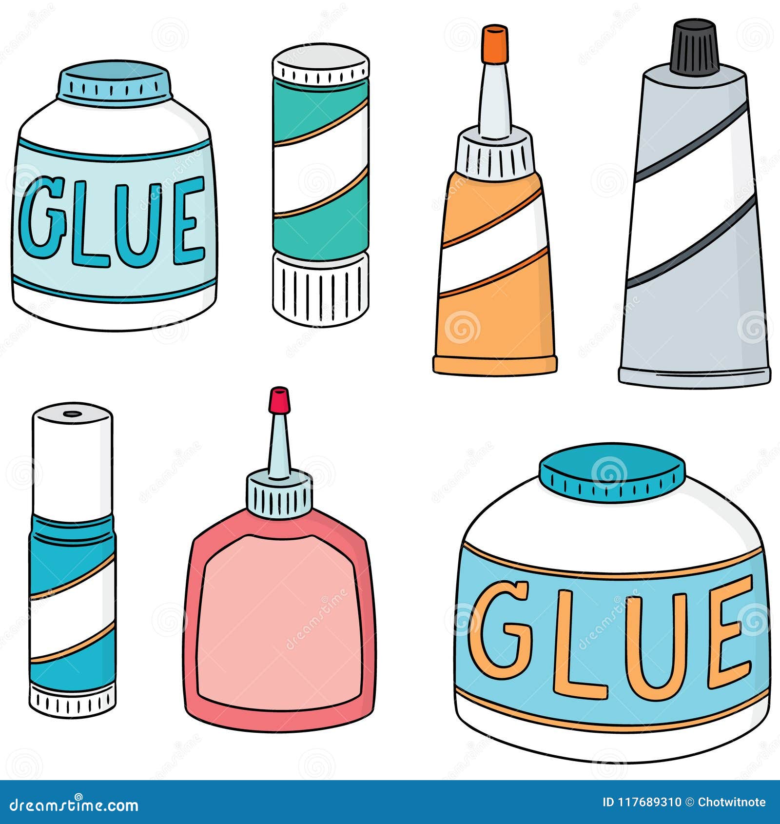 Vector set of glue stock vector. Illustration of join - 117689310