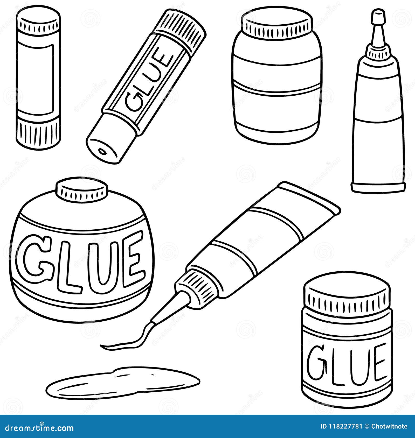 Vector set of glue stock vector. Illustration of bottle - 118227781