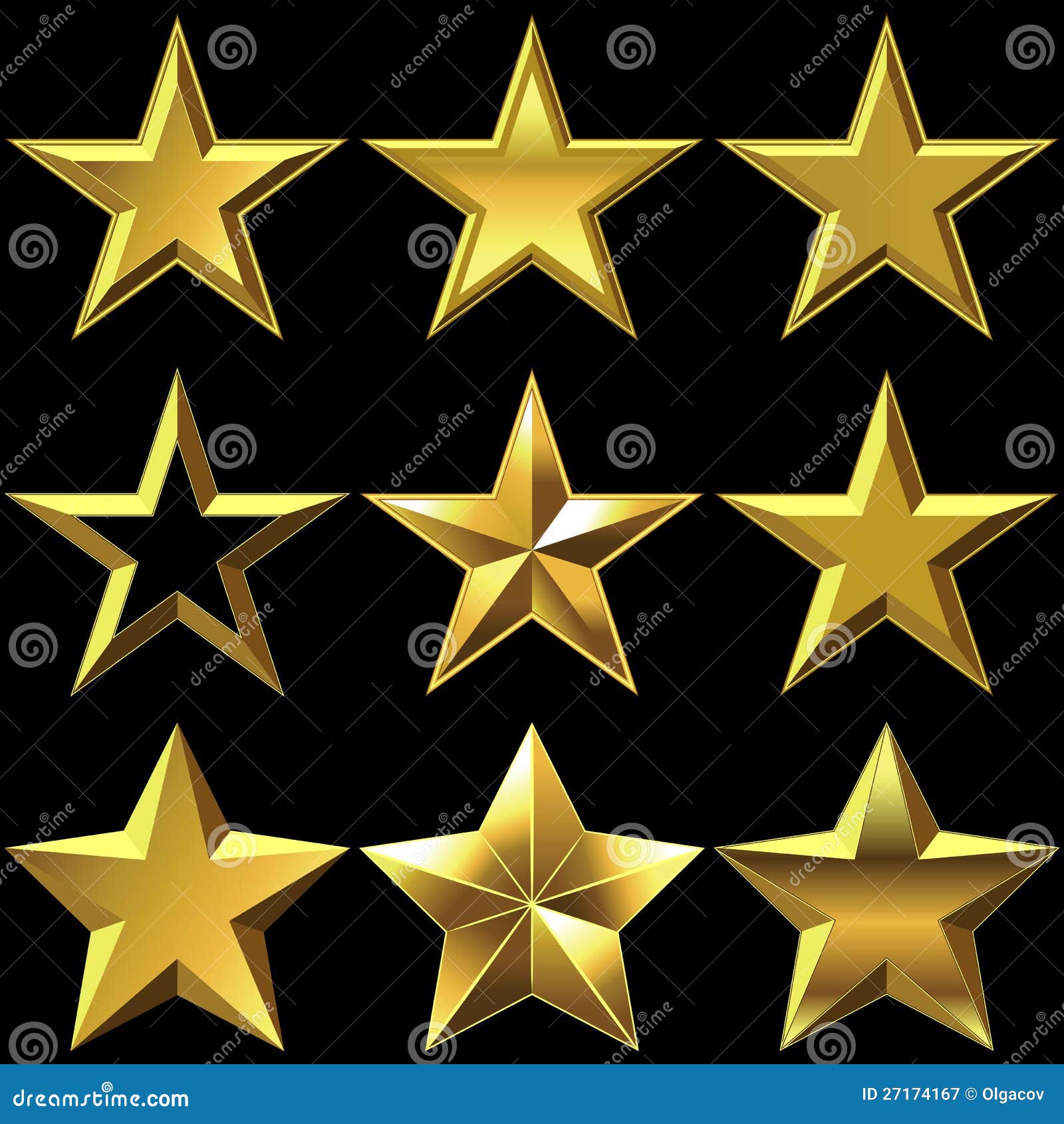  set of golden shiny stars bulk