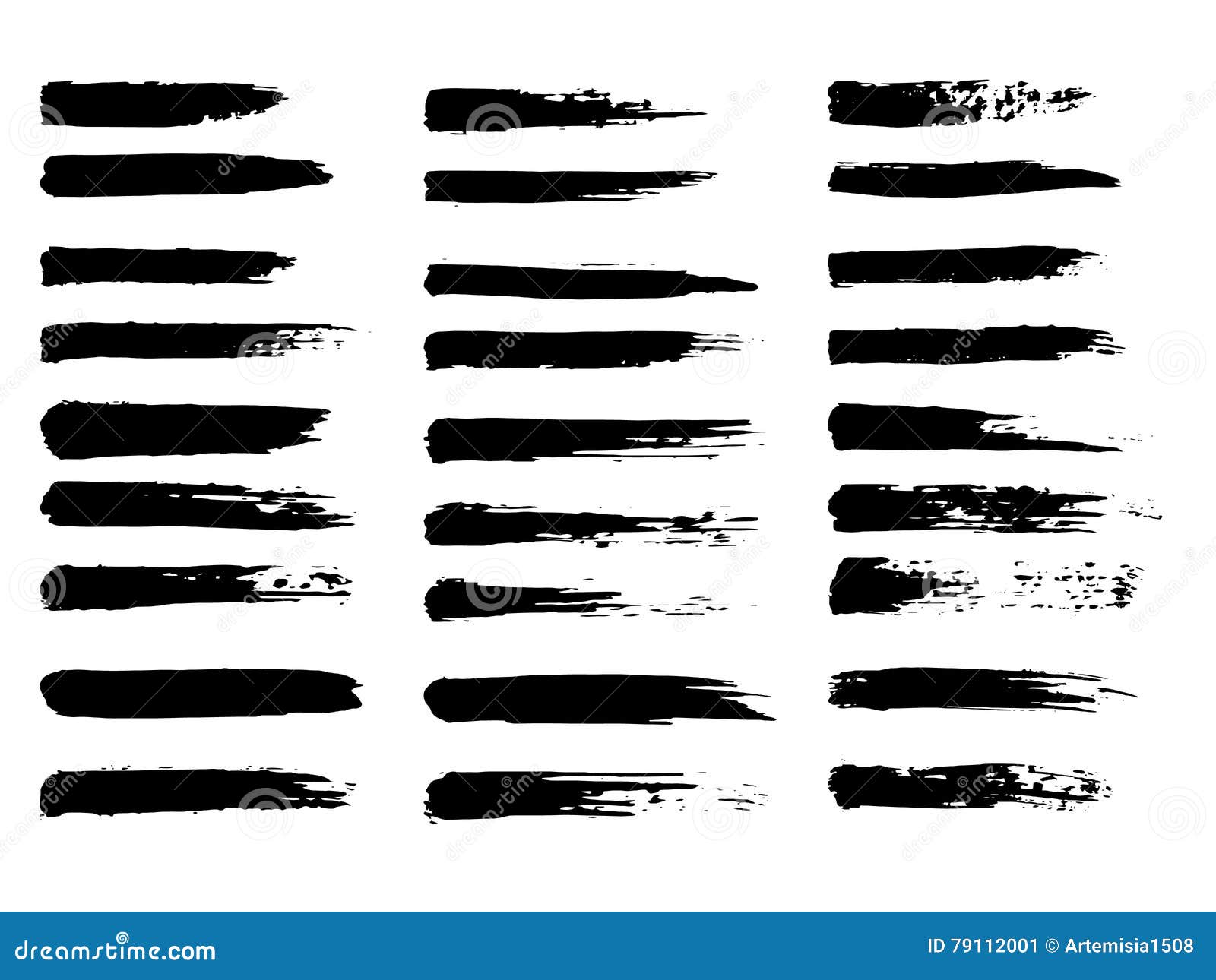 Vector Set of Grunge Brush Strokes. Oil Brushes. Vector Stock Vector