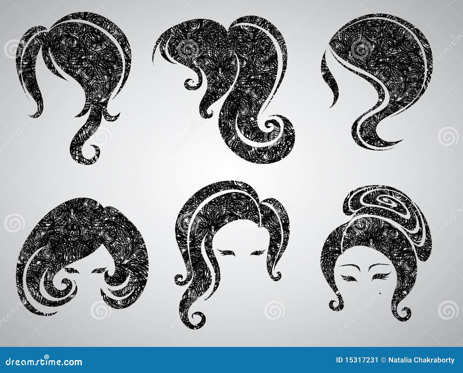 Vector Set of Grunge Vintage Hair Styling Stock Vector - Illustration
