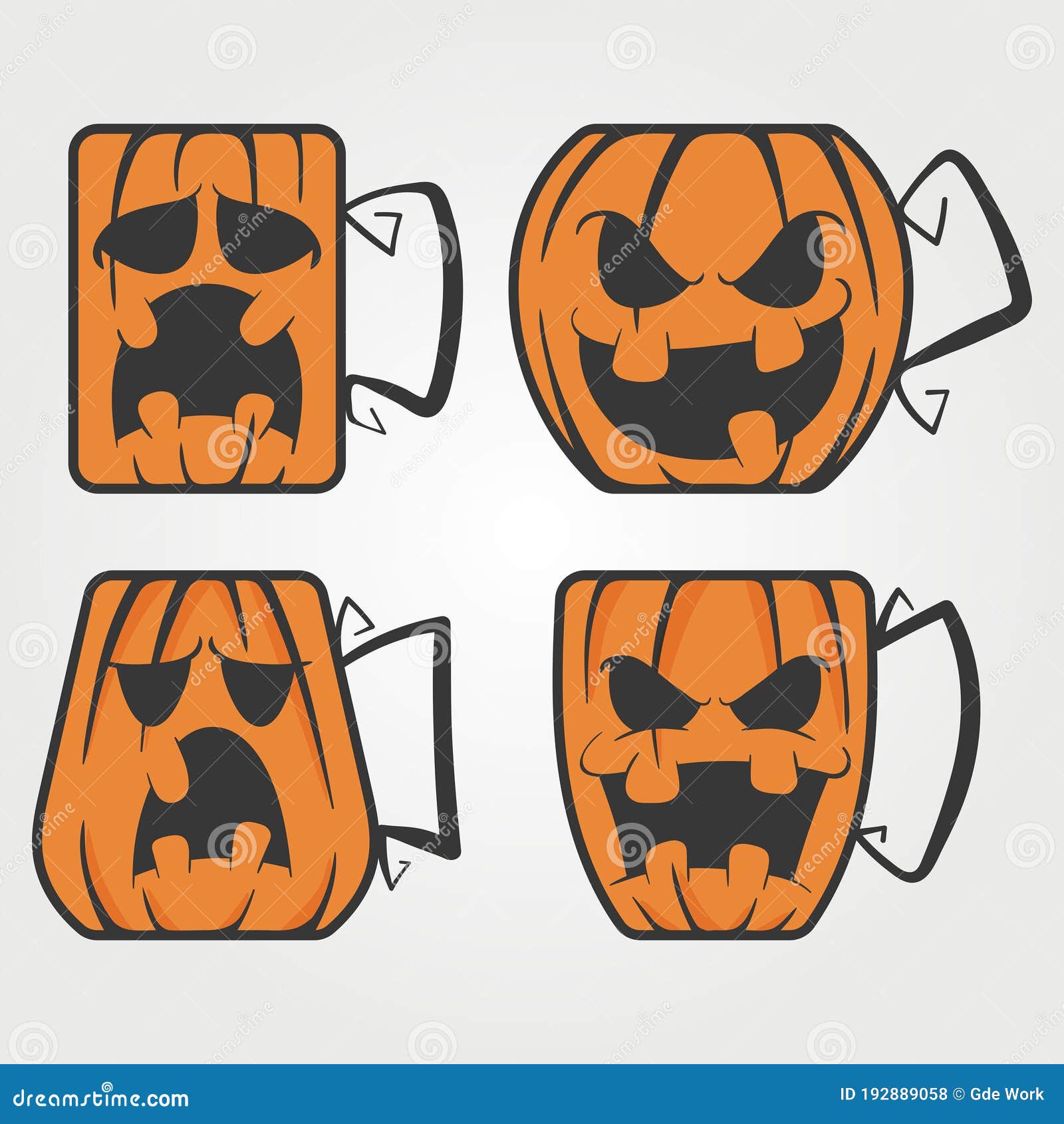 Vector Set of Halloween Pumpkin Beer Glass Stock Vector Illustration