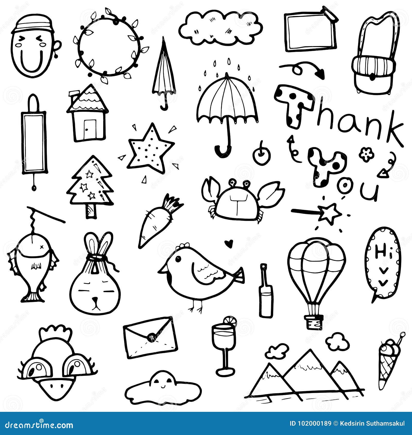 Doodle Design Elements Vector set. Set of - Stock Illustration