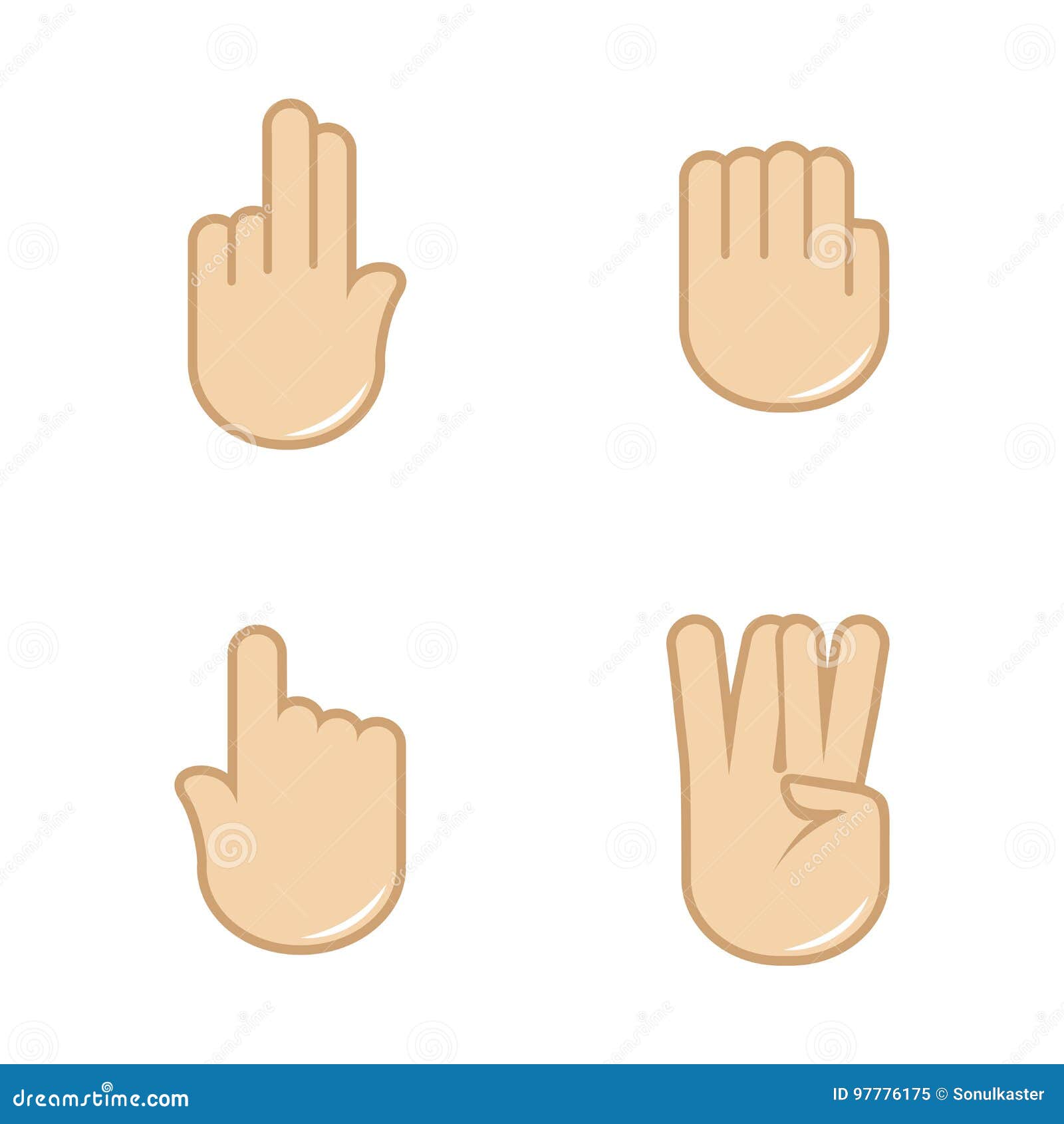 Vector Set of Hand Gestures Icons. Sign Language. Stock Vector