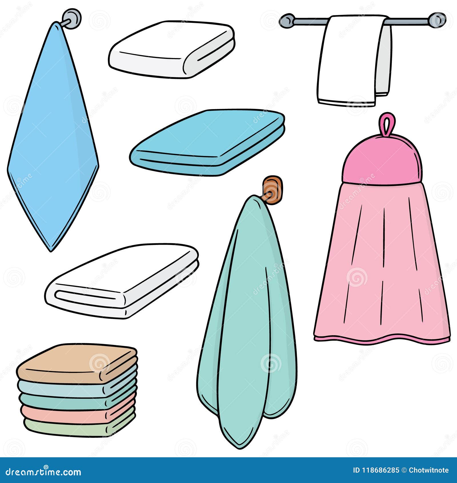 Vector set of hand towel stock vector. Illustration of hand 118686285