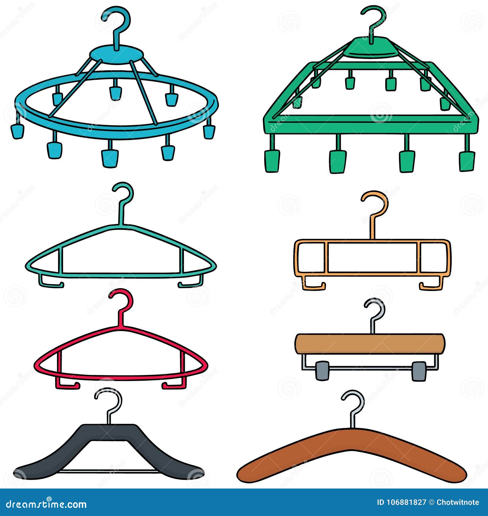 Vector set of hangers stock vector. Illustration of hanger - 106881827