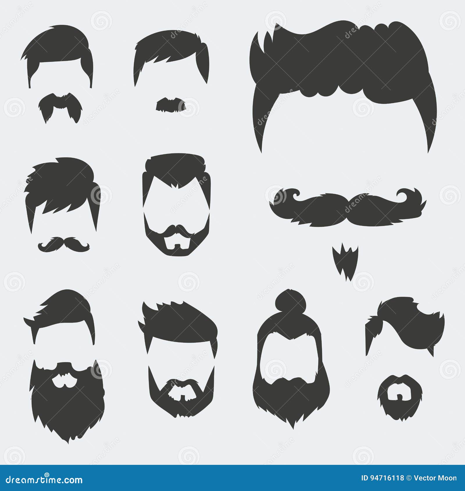 Vector Set of Hipster Retro Hair Style Mustache Vintage Old Shave Male Facial Beard Haircut Isolated Illustration Stock Vector - Illustration of group, hipster: 94716118 Vector Set of Hipster Retro Hair Style Mustache Vintage Old Shave Male Facial Beard Haircut Isolated Illustration Stock Vector - Illustration of group, hipster: 94716118