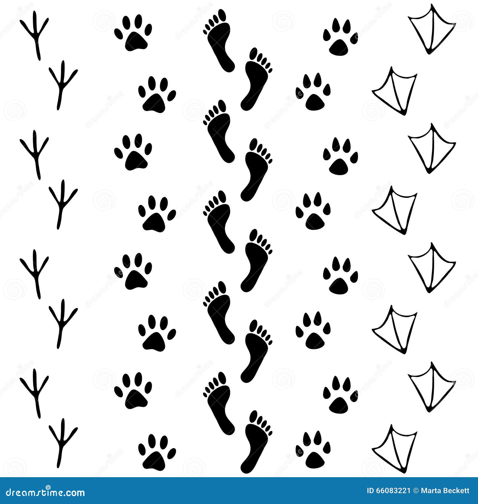  set of human and animal, bird footprints icon. collection of bare human foots, cat, dog, bird, chicken, hem, crow, duck foo