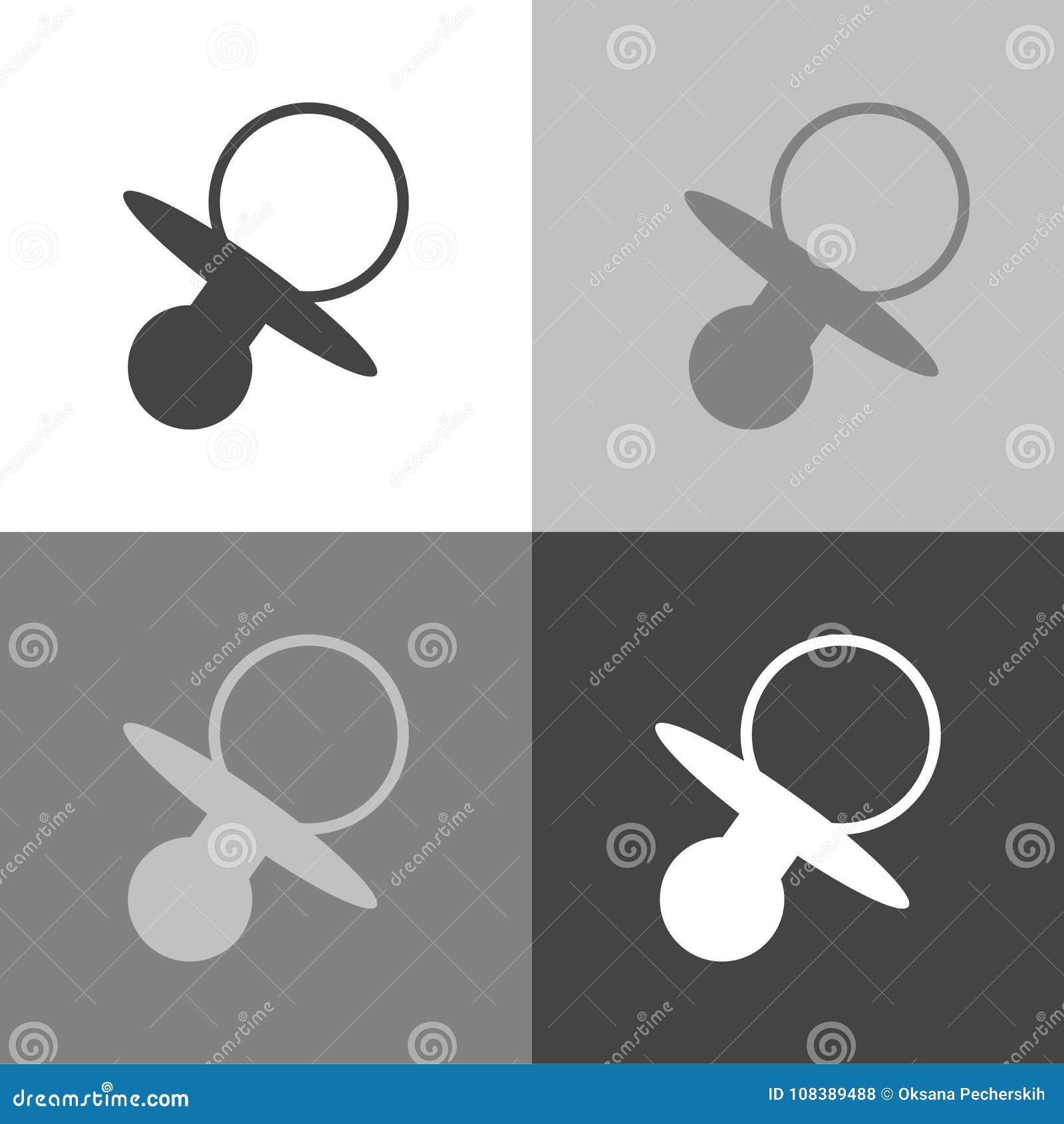 Download Vector Set Image Of Baby Pacifier. White Pacifier Vector ...