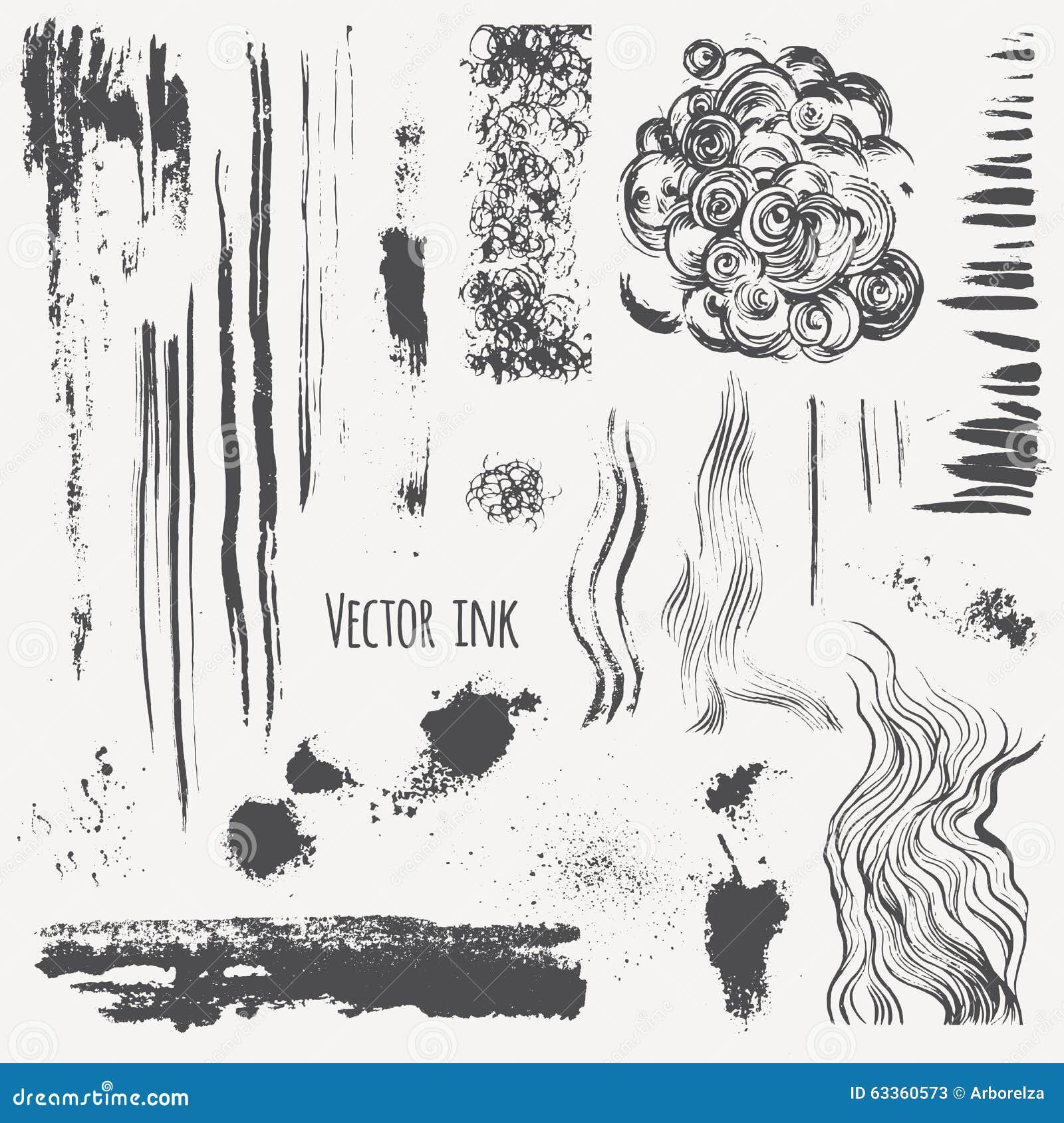 Vector Set With Ink Shading, Lines, Strokes, Stains, Curls ...