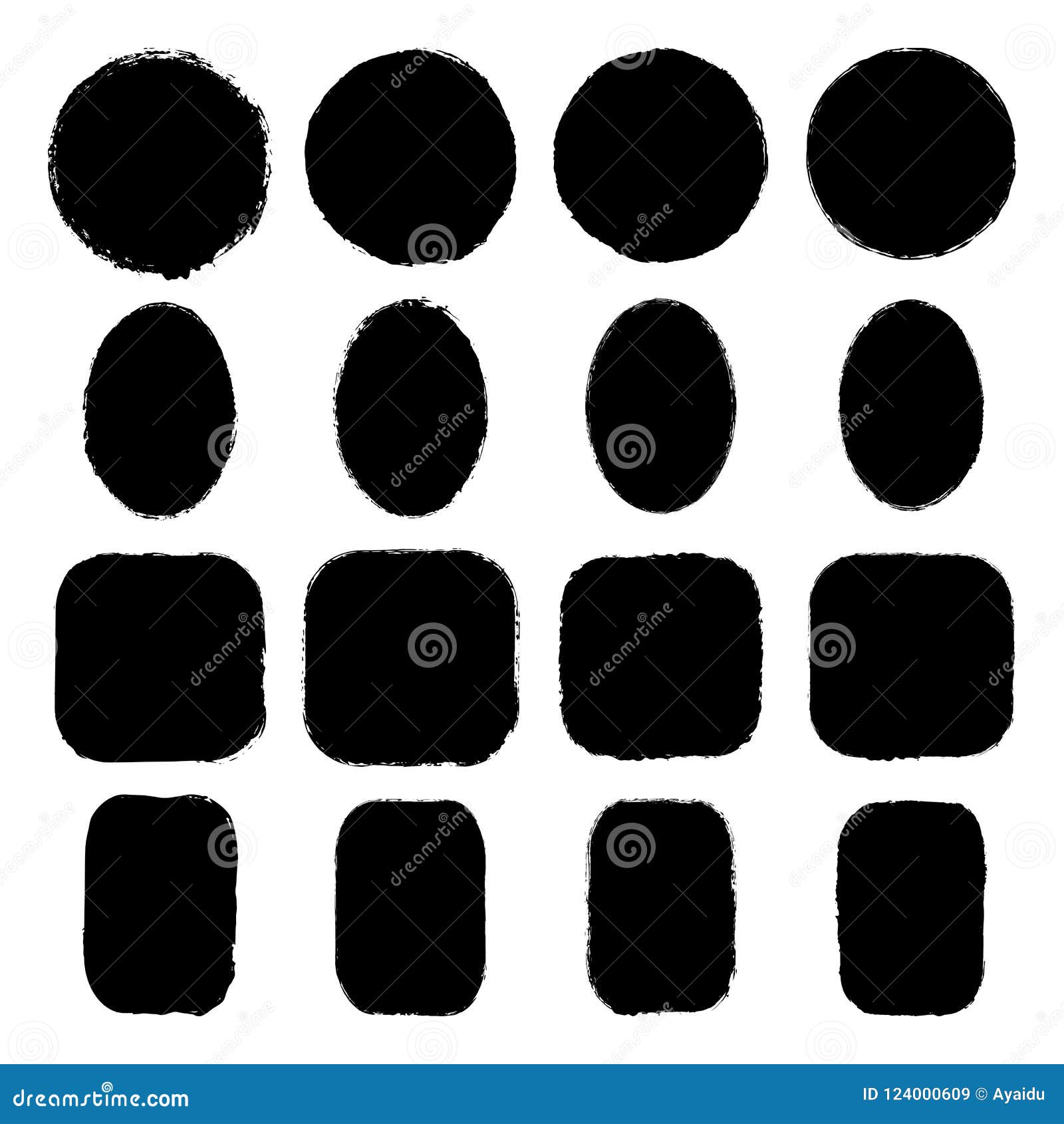 Vector Set of Ink-stained Oval, Round, Rectangular, Square Grunge Stickers  with Uneven Rough Edges Stock Vector - Illustration of rectangle, brush:  124000609