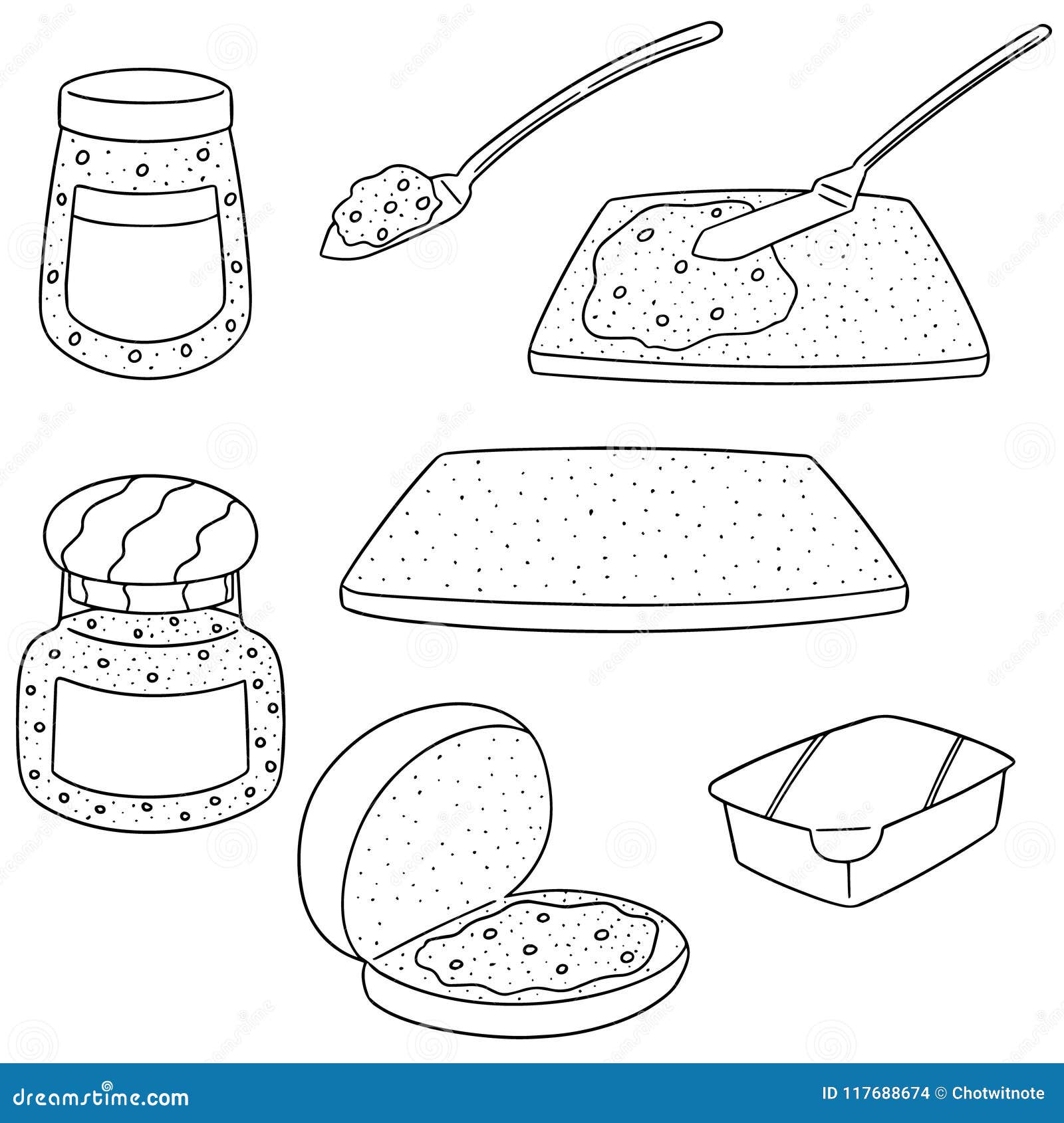 Vector Set of Jam and Bread Stock Vector Illustration of health