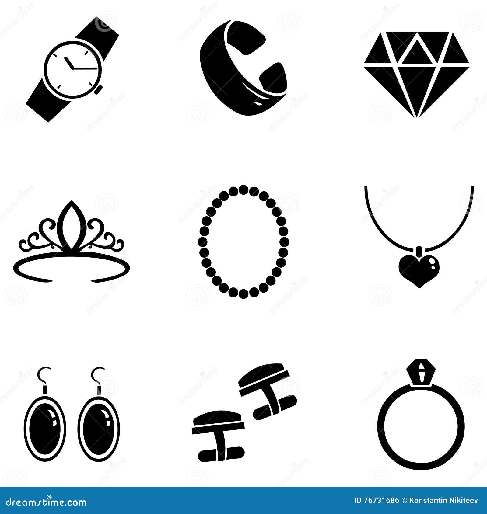 Vector Set of Jewellery Icons Stock Vector - Illustration of pendant ...
