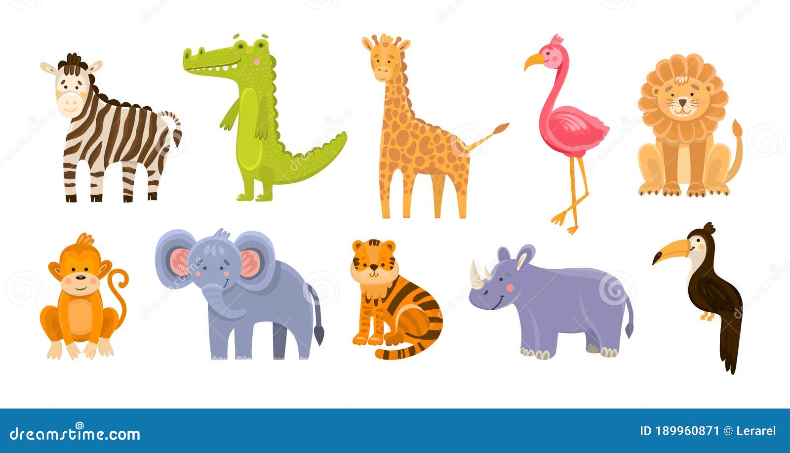 Vector Set of Jungle Animals on Bright Cartoon Animals and Birds in a Flat Style for on Postcards, Stock Illustration - Illustration of character, giraffe: 189960871 Vector Set of Jungle Animals on Bright Cartoon Animals and Birds in a Flat Style for on Postcards, Stock Illustration - Illustration of character, giraffe: 189960871
