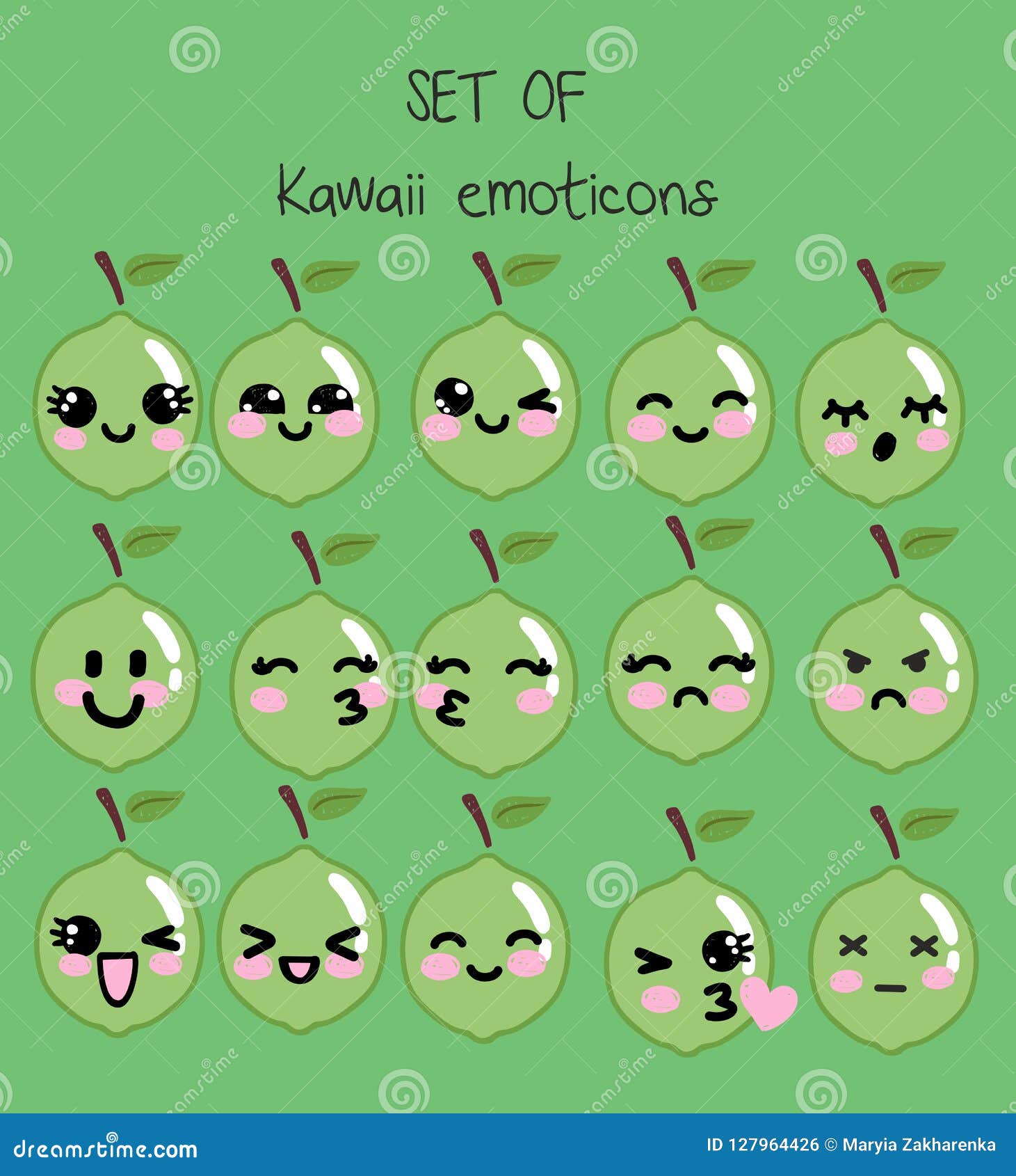 Kawaii smile emoticons japanese emoji Royalty Free Vector