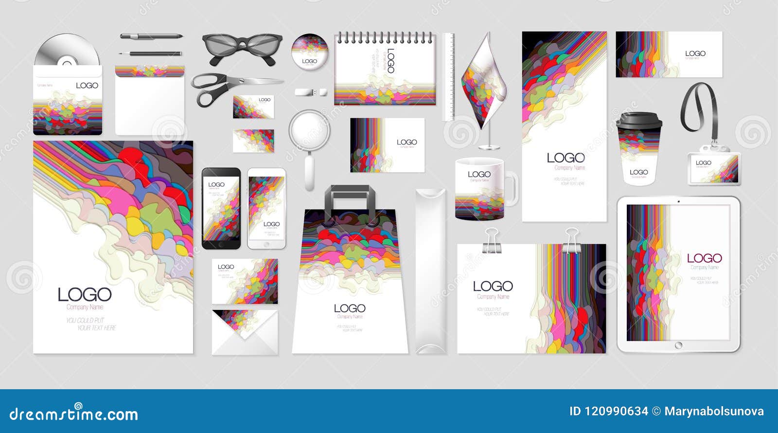 Download Vector Set Kit Collection Corporate Identity Mockup Mock Up Abstract Multilayer Multicolored Wave Design Stock Vector Illustration Of Background Envelope 120990634