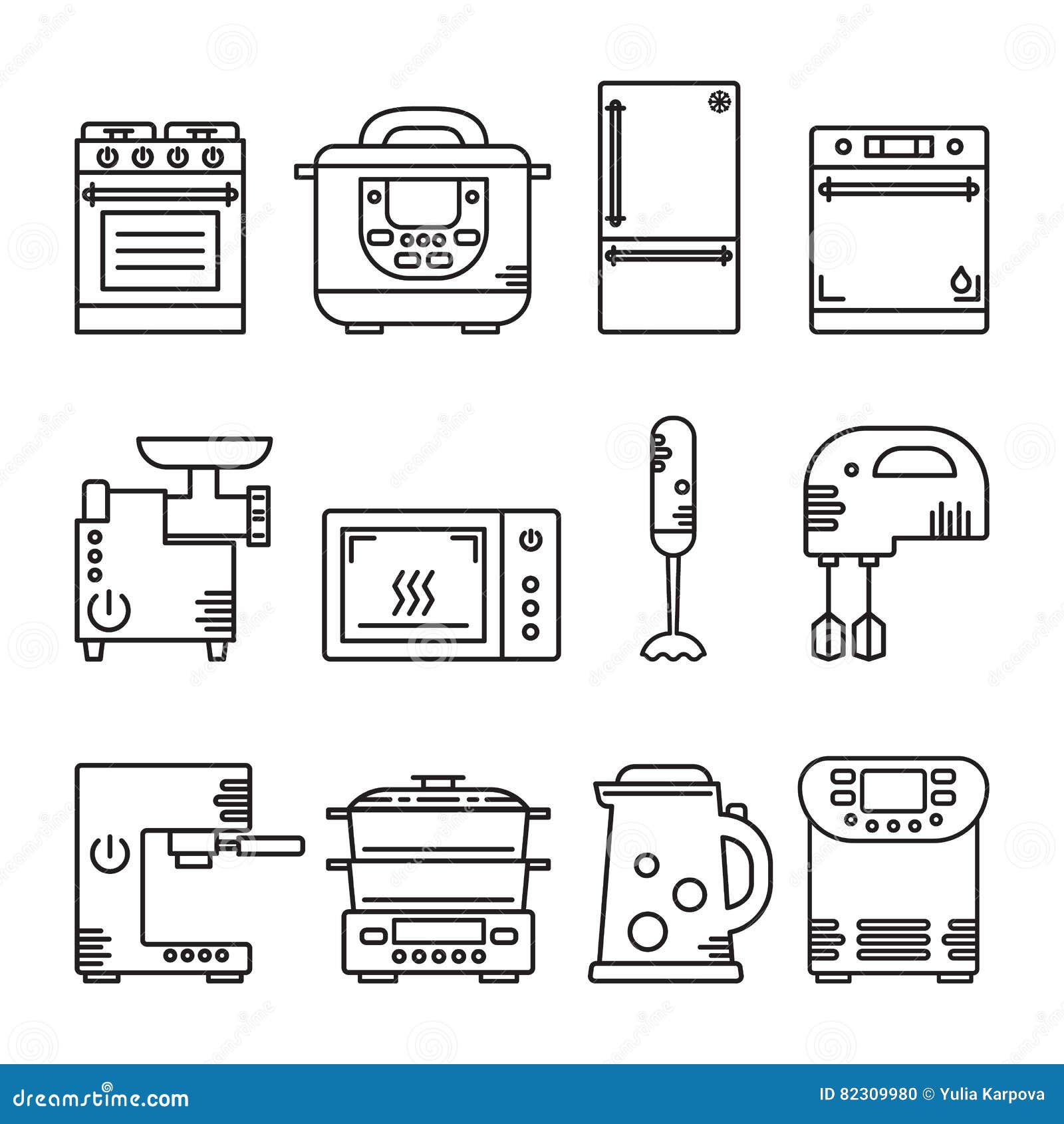 Vector Set of Kitchen Equipment Stock Vector Illustration of mixer