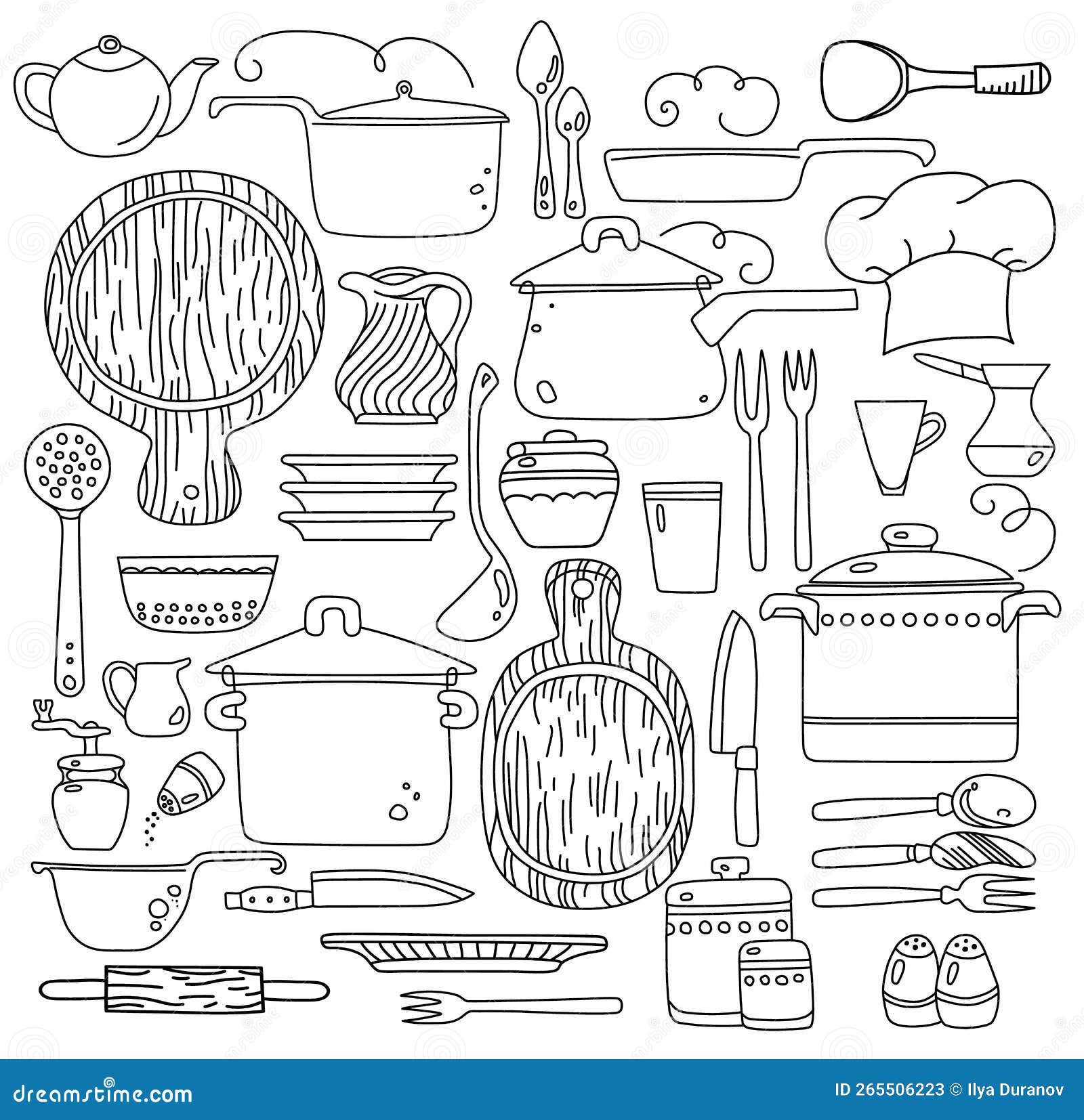 Doodle of kitchen set hand draw style Royalty Free Vector