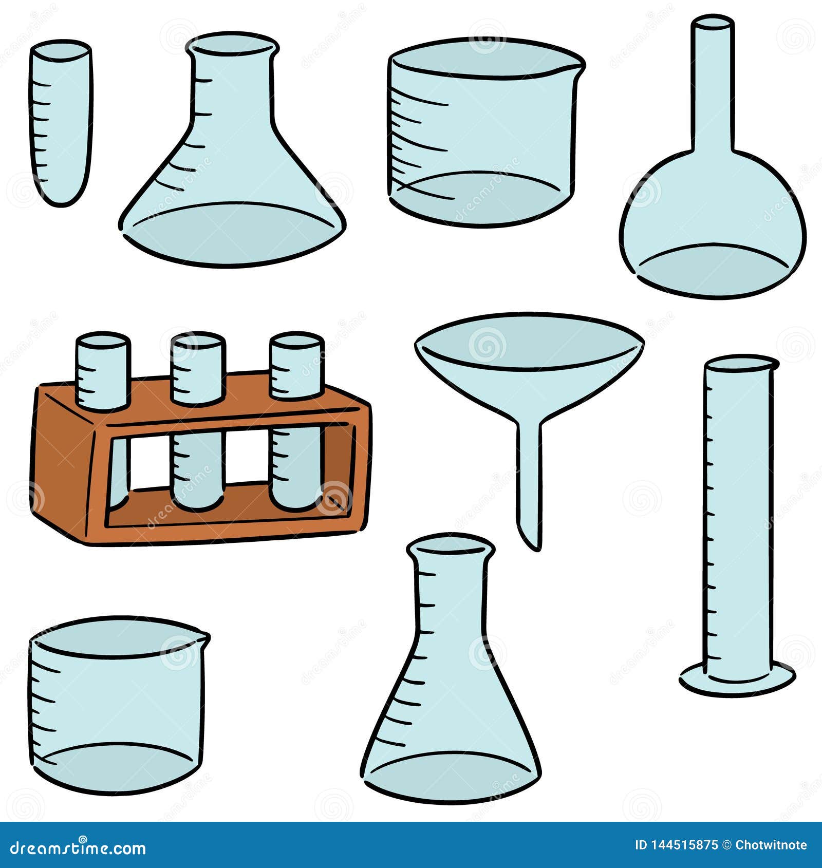 Vector Set of Laboratory Glassware Stock Vector - Illustration of drawn ...