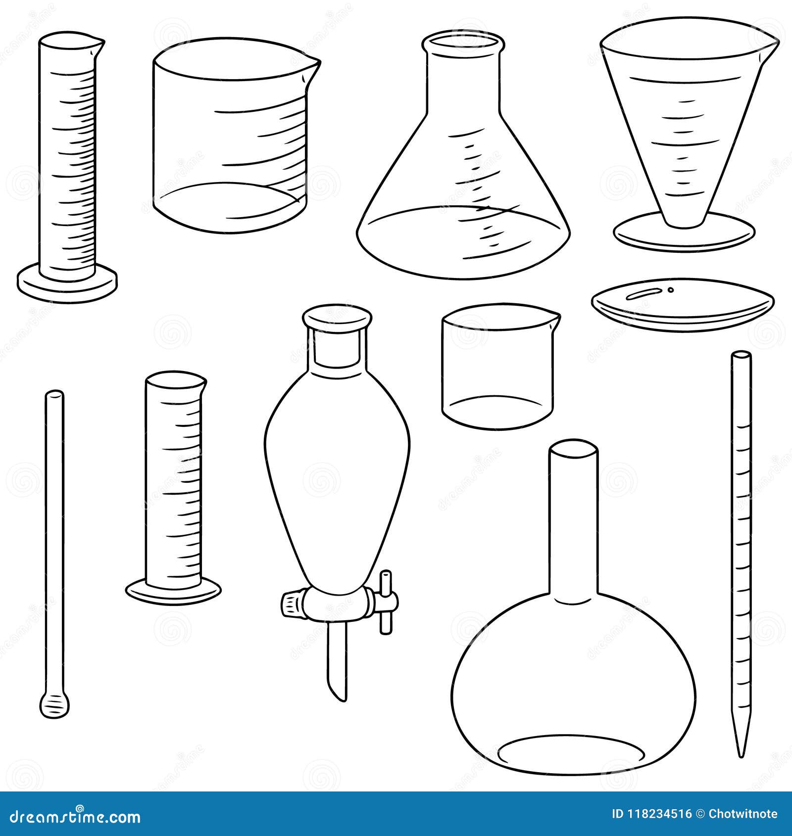 Vector Set of Laboratory Glassware Stock Vector - Illustration of ...