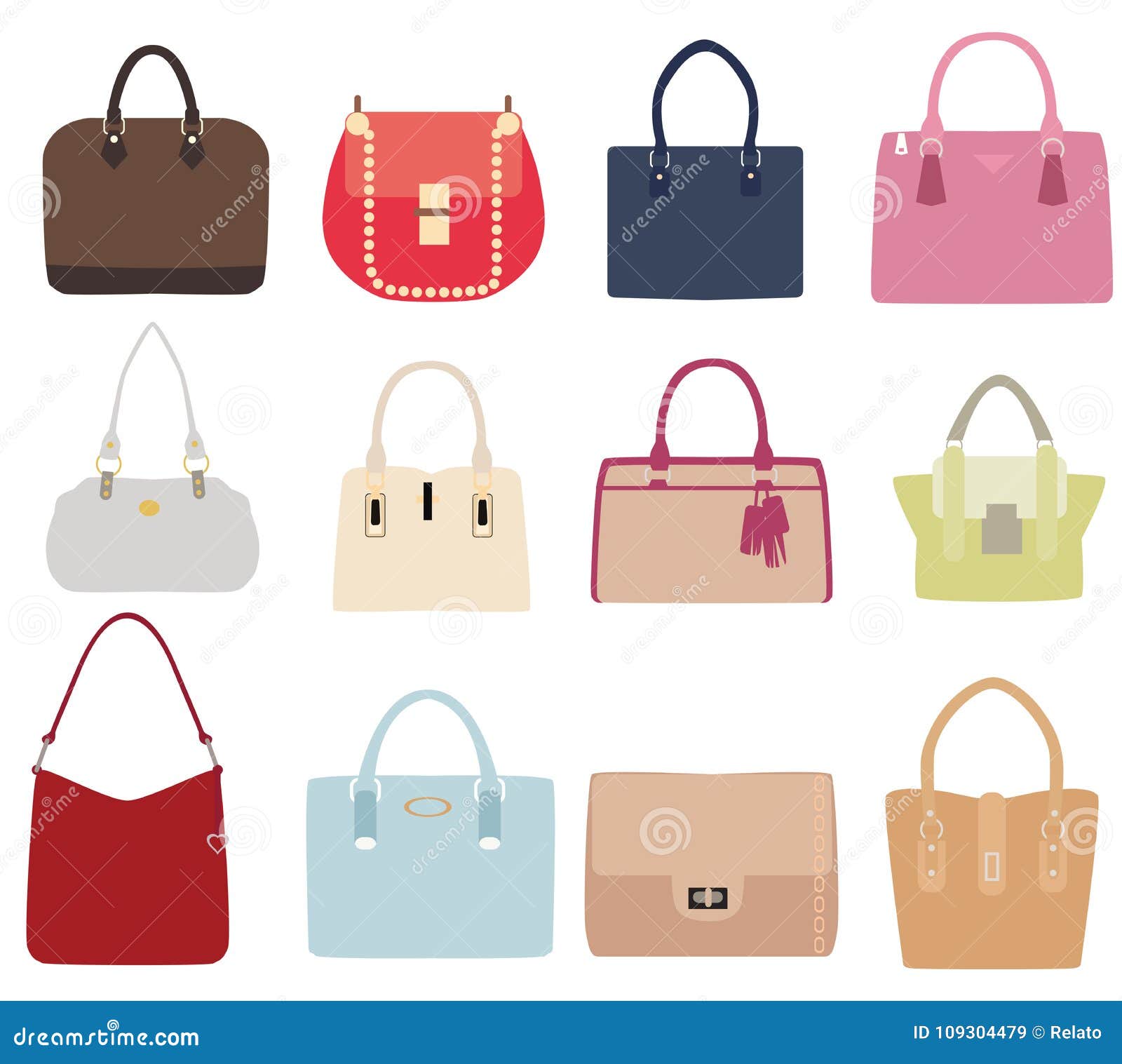 Vector Set of Ladies Handbags Stock Vector - Illustration of leather ...