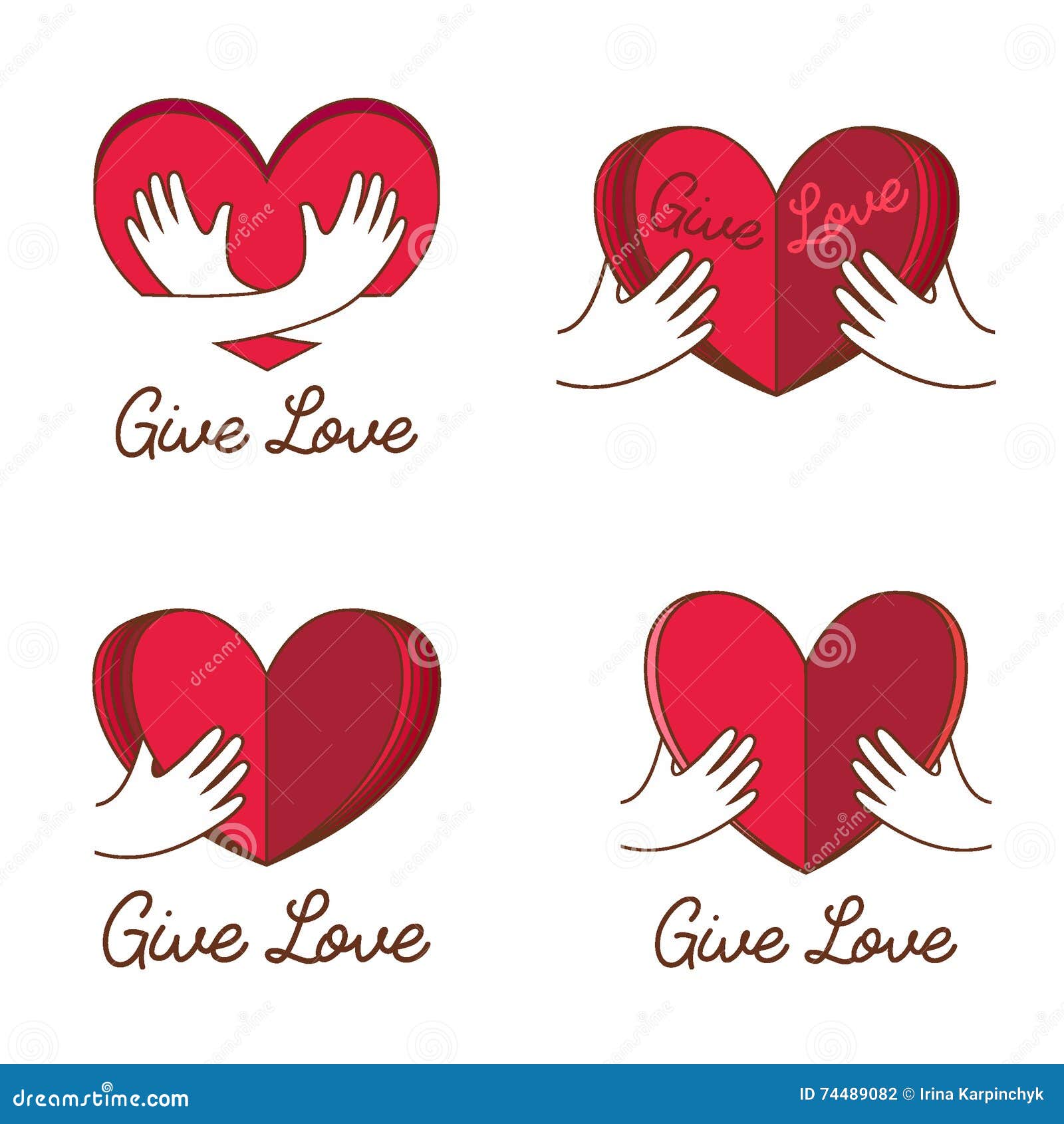 Vector Set Of Logos For Charity The Work Of Volunteers Give Love