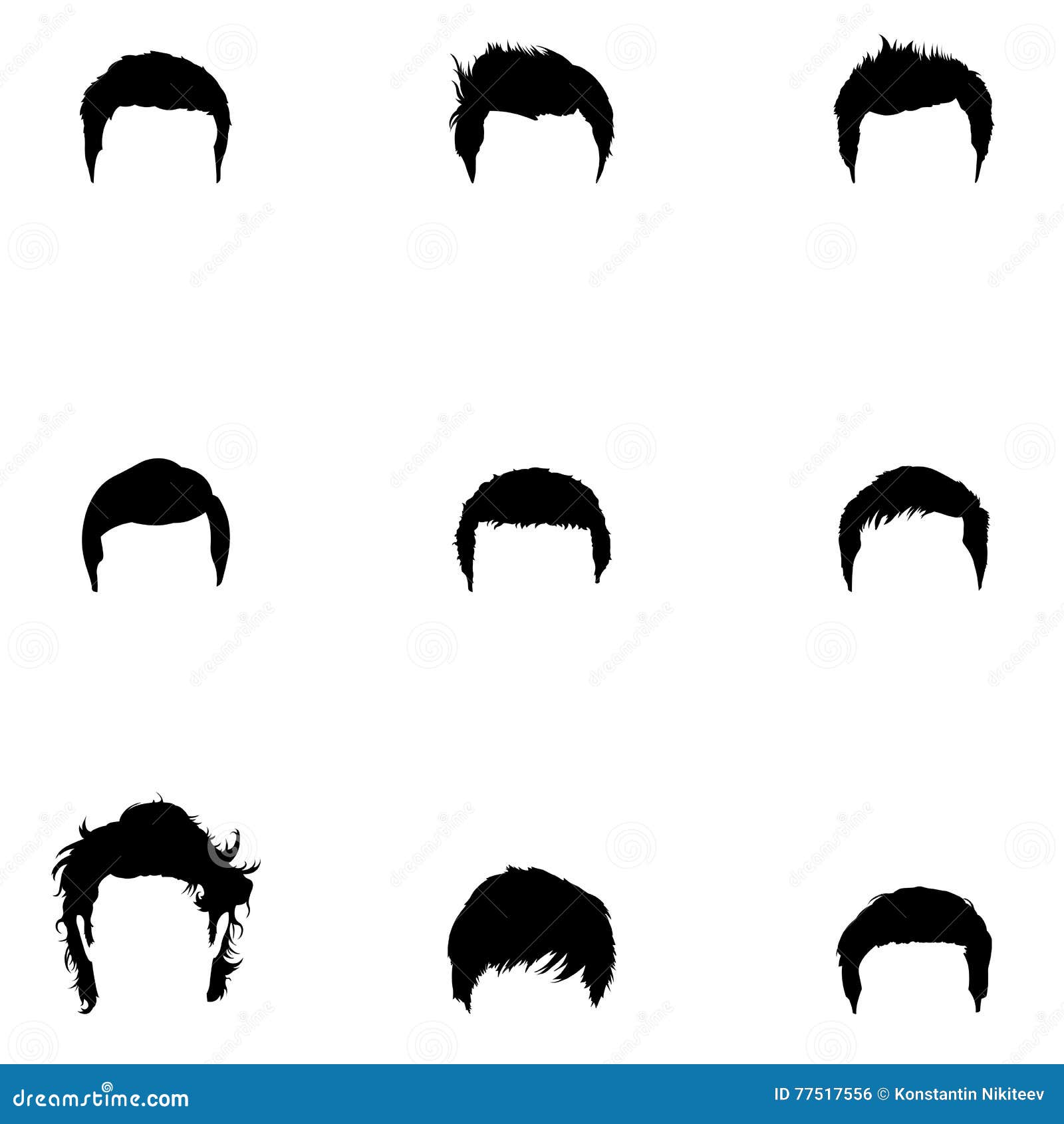 Vector Set Of Male Hairdress Stock Illustration