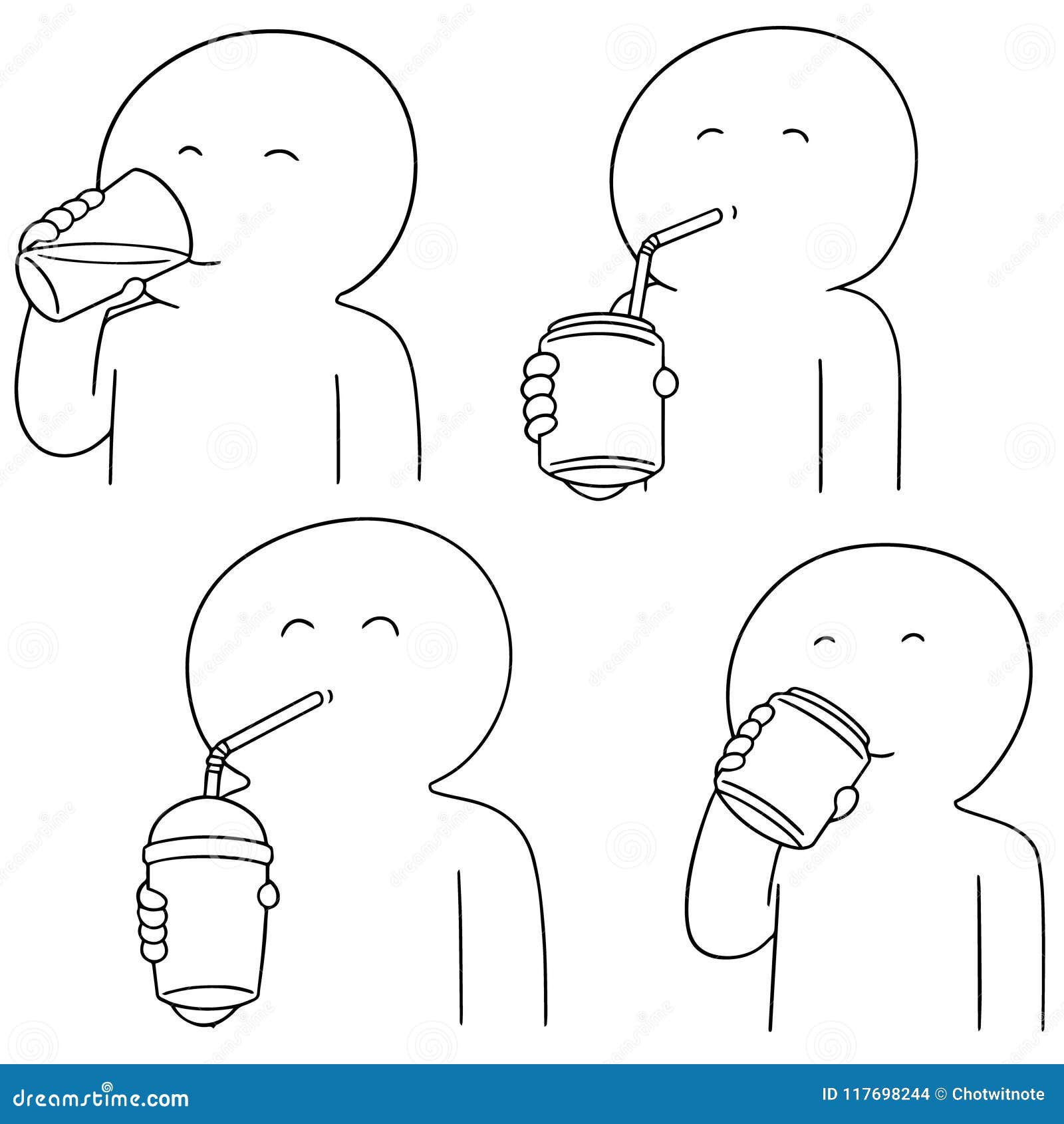 Vector set of man drinking stock vector. Illustration of beverage
