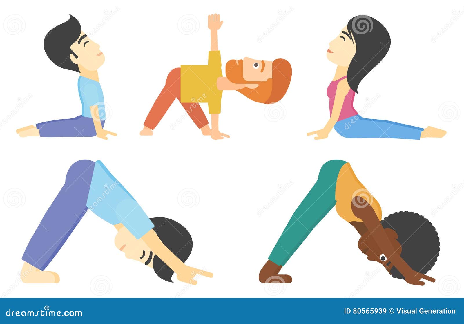 Vector Set of Men and Women Practicing Yoga. Stock Vector - Illustration of  healthy, care: 80565939