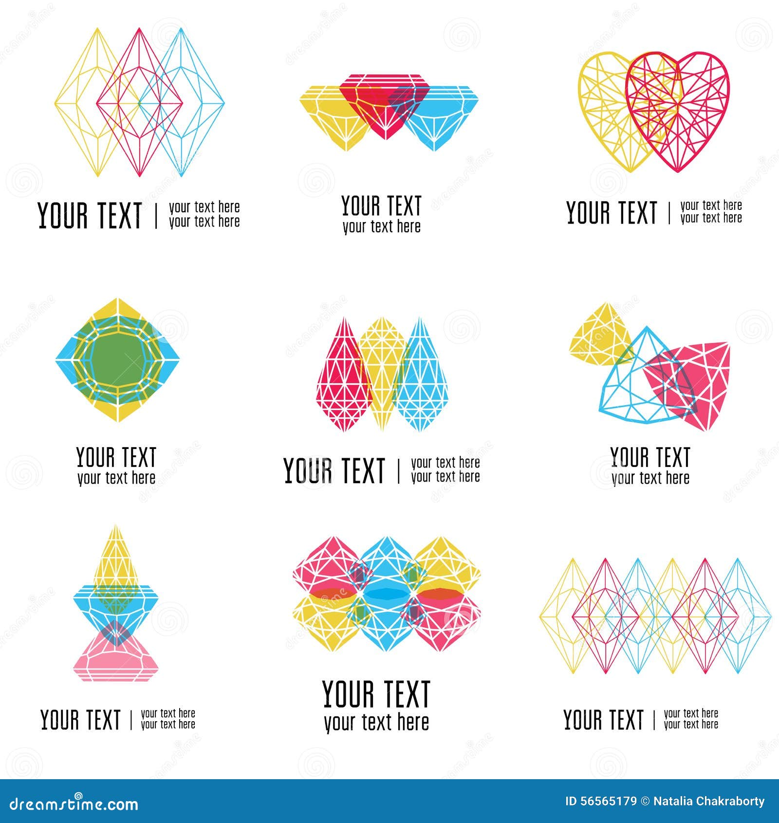 Vector Set of Modern Diamond Logos Stock Vector Illustration of