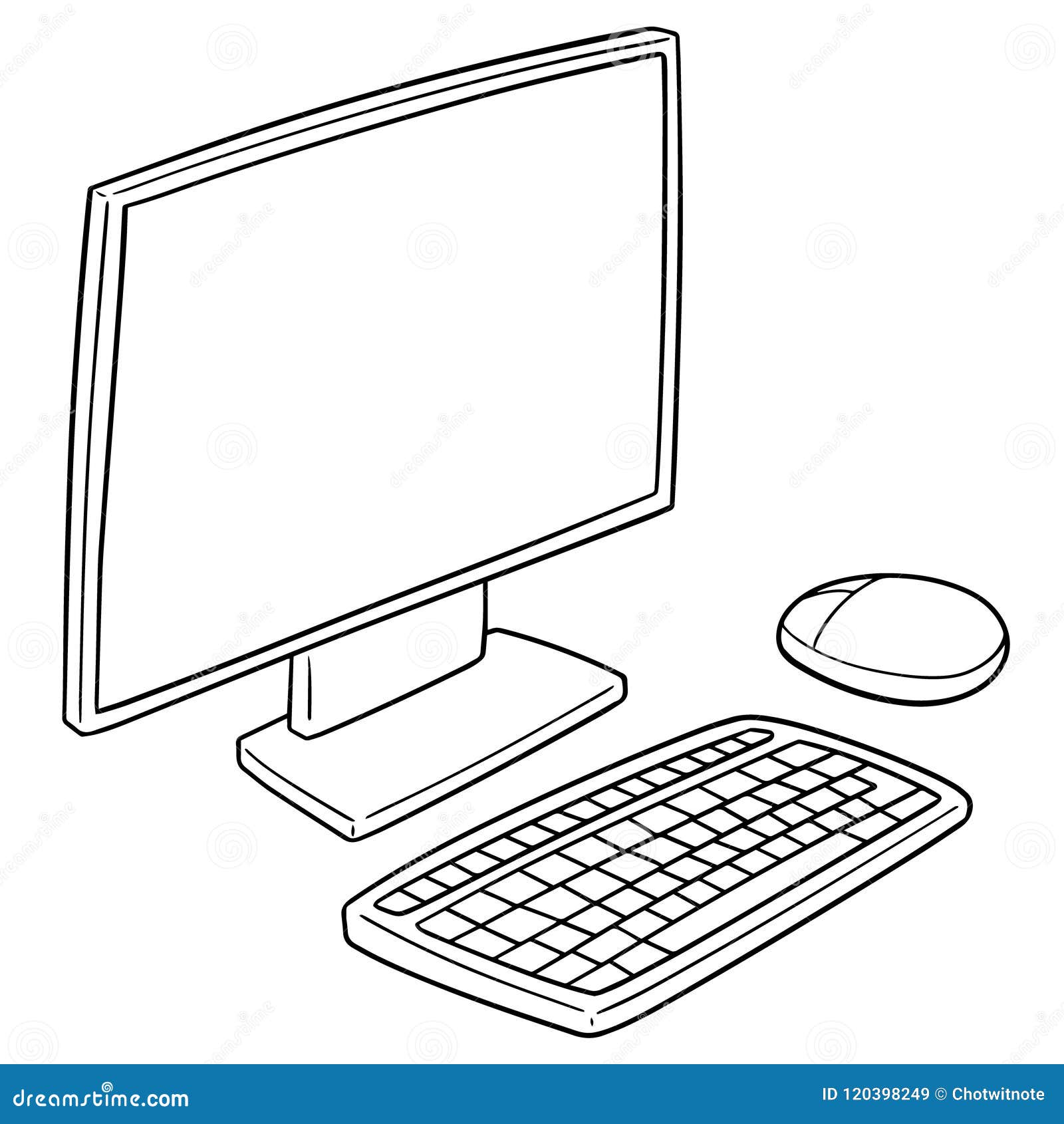 Vector Set of Monitor, Keyboard and Mouse Stock Vector - Illustration of  equipment, button: 120398249