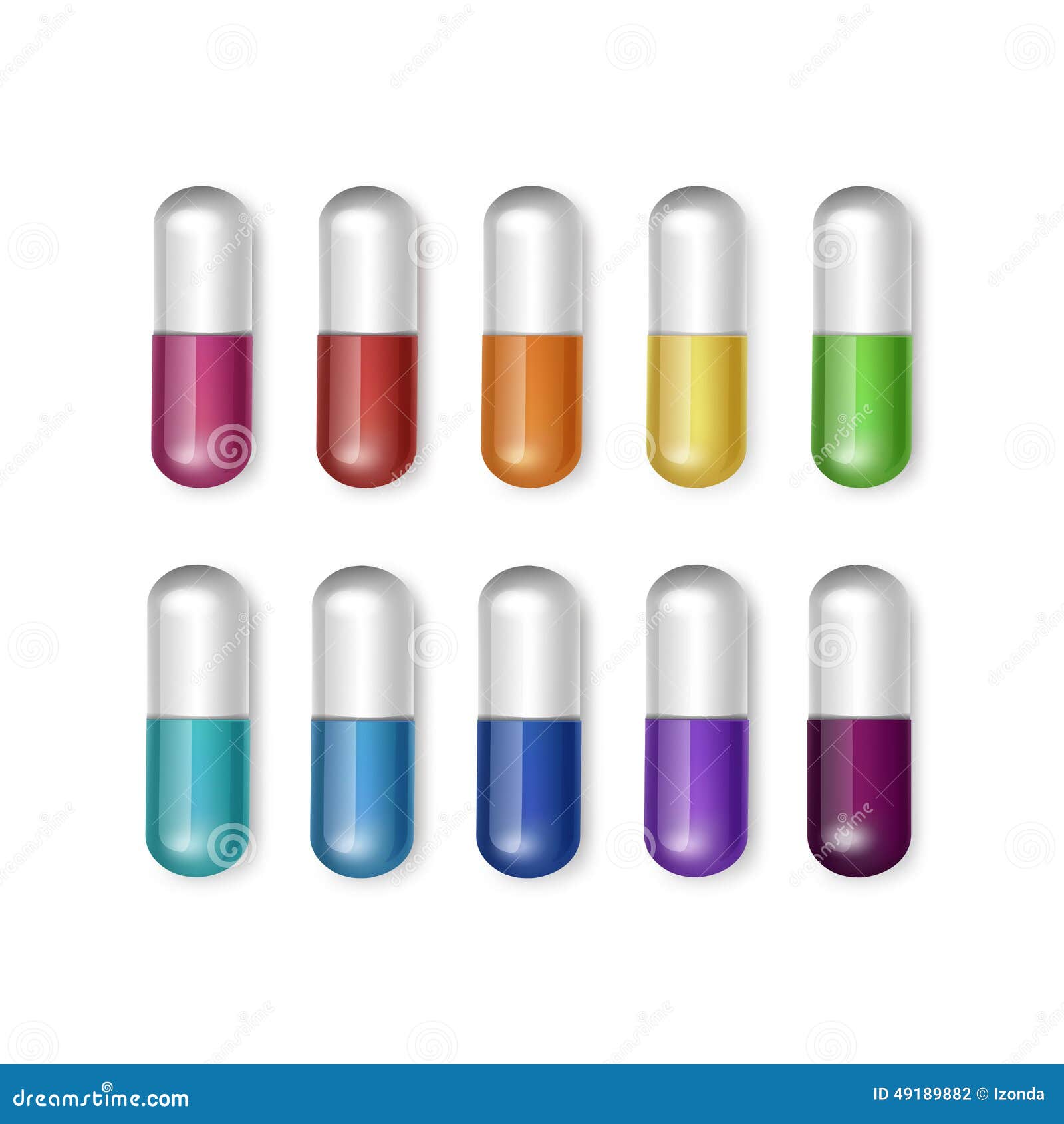  set of multicolored capsules 