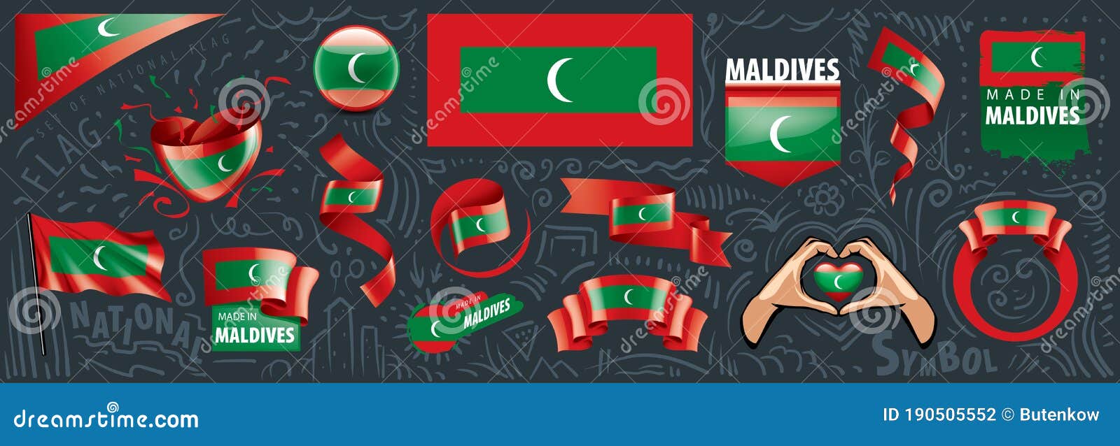 Maldive National Flag, Official Flag Of Maldives Accurate Colors Vector