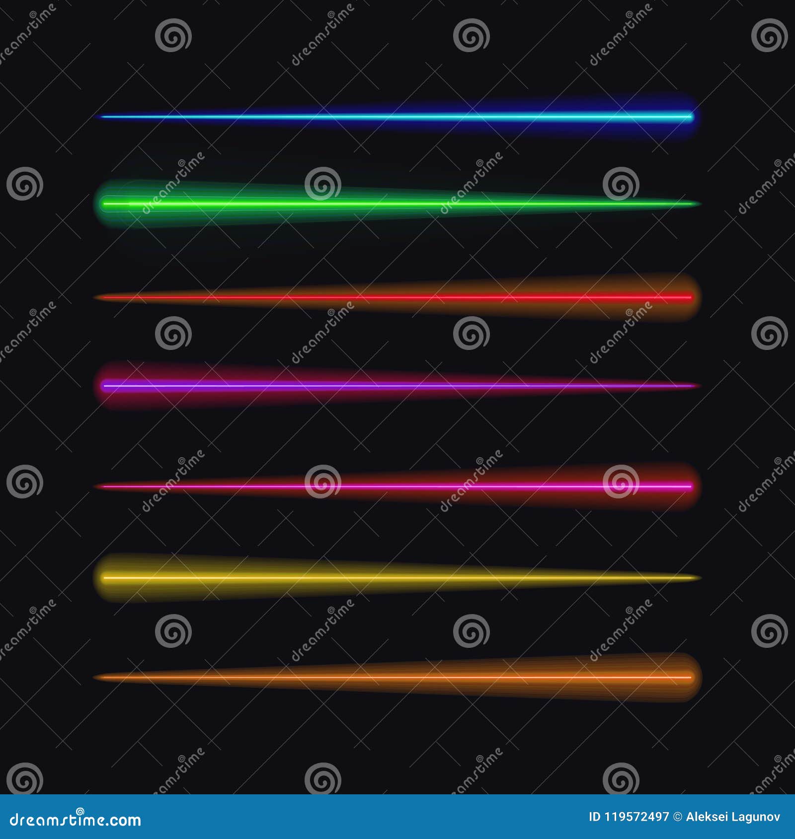 Neon Brushes. Vector Set Of Rainbow Glowing Lines