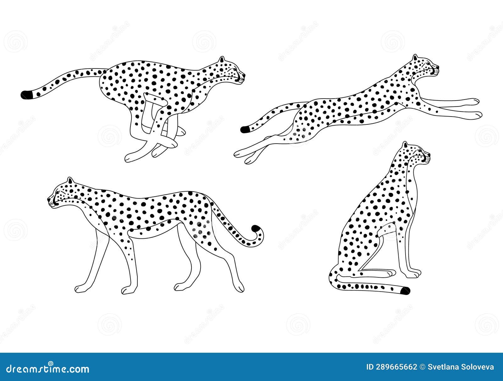  set of outline cheetah