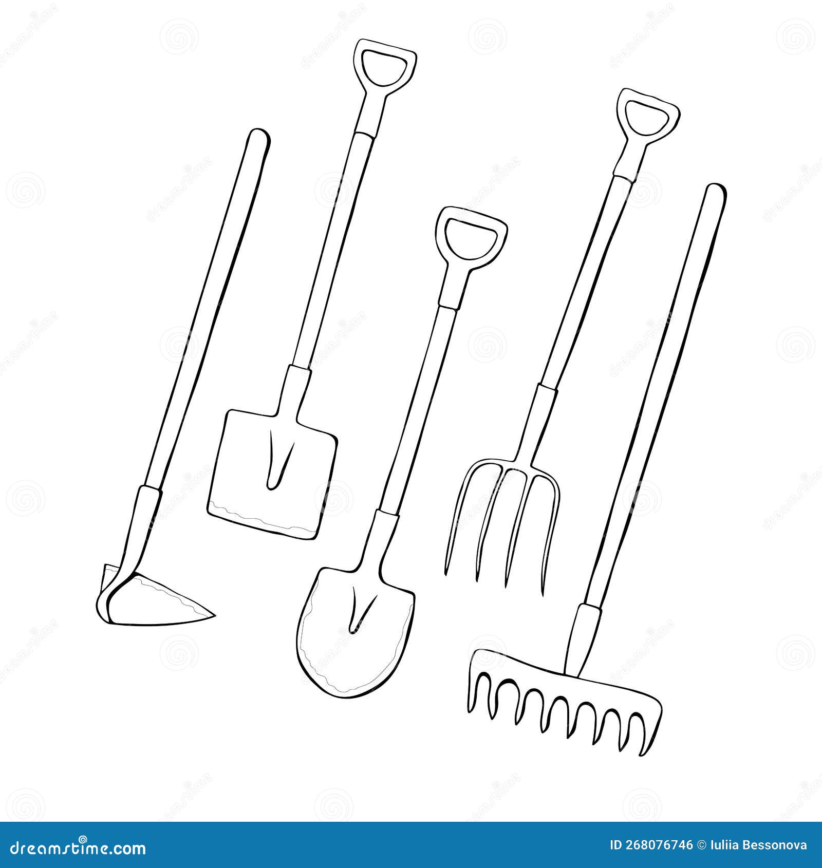 Line Pattern Farmer, Gardening Tools Stock Vector - Illustration of farm,  bucket: 62355155