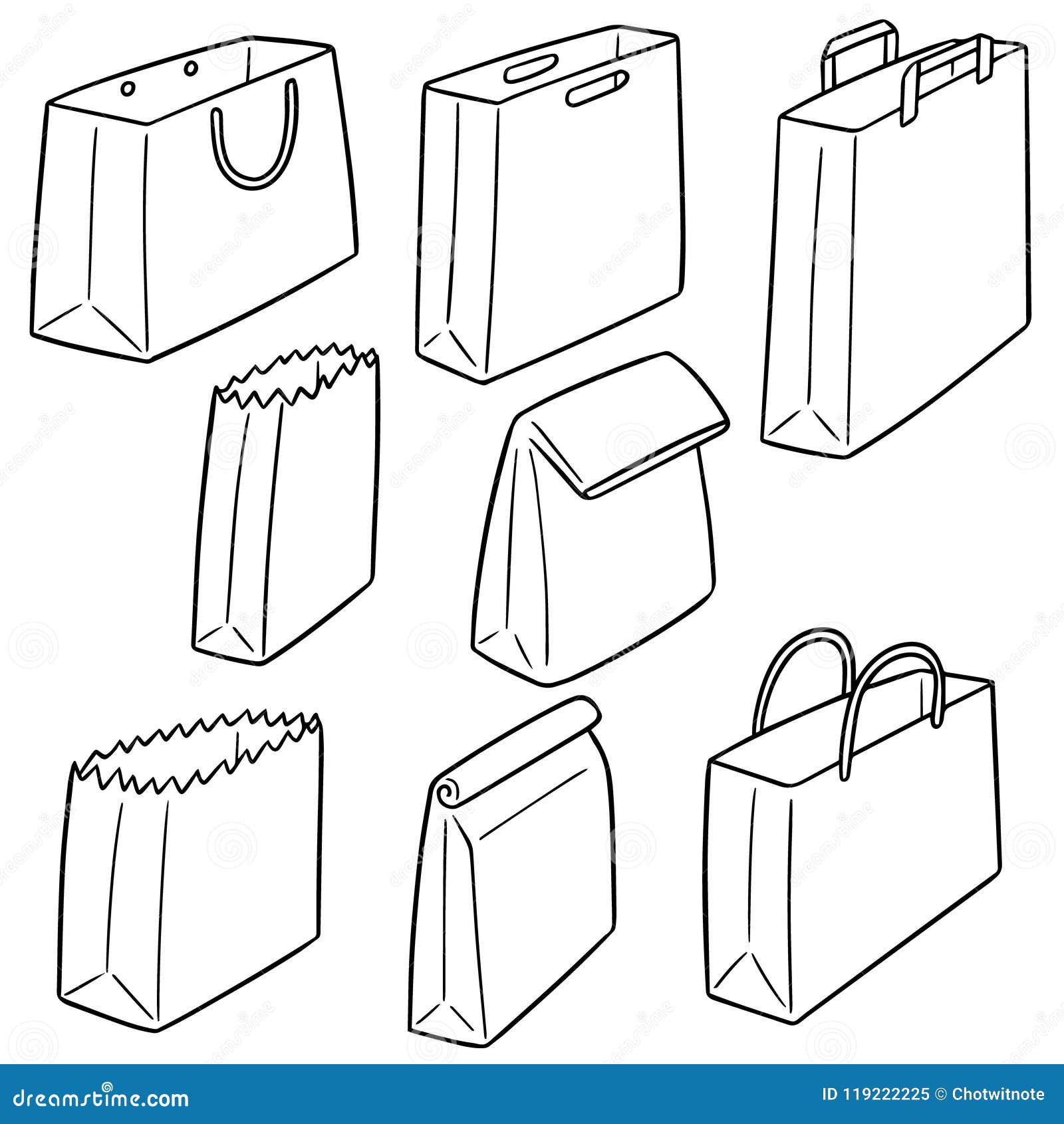 Vector set of paper bag stock vector. Illustration of handmade - 119222225