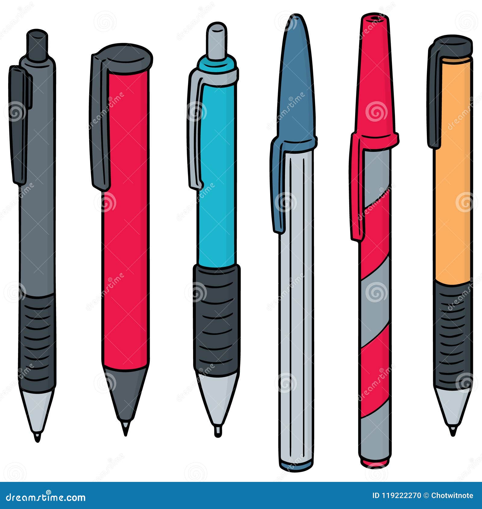 Vector Set Of Pen And Mechanical Pencil Stock Vector - Illustration of 