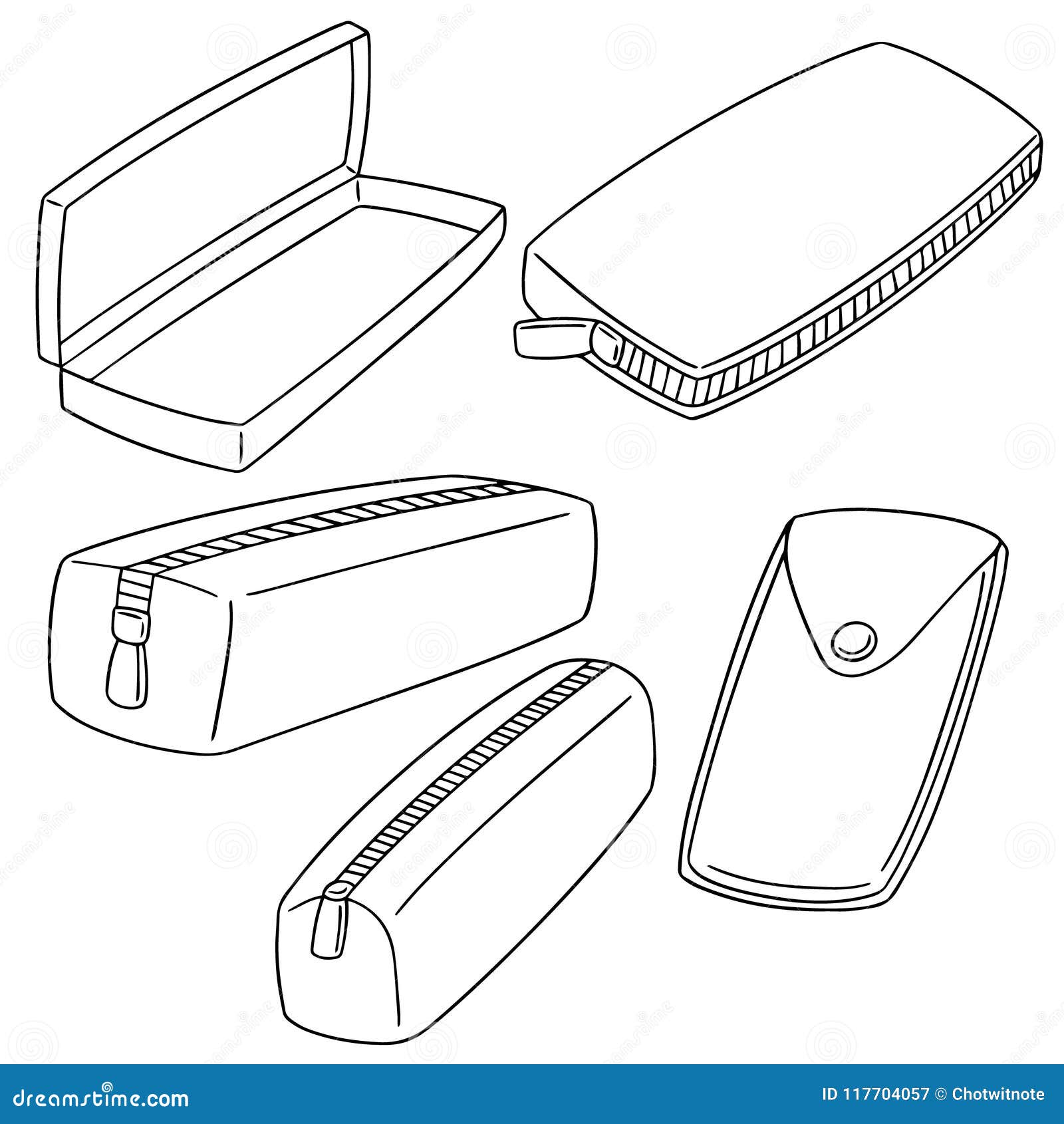 Vector Set Of Pencil Case Stock Vector Illustration Of Plastic