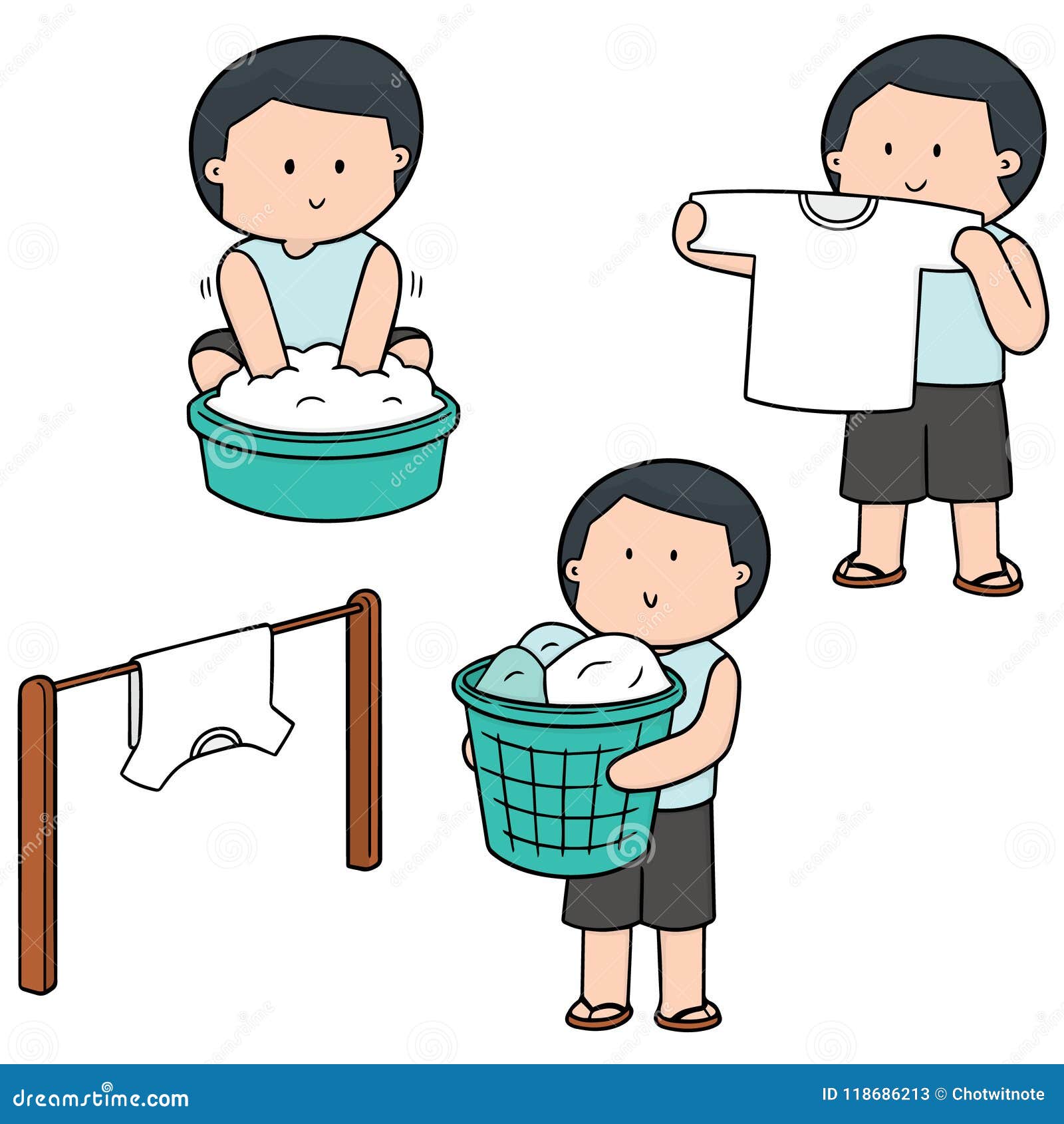 Vector Set of People Washing Clothes Stock Vector - Illustration of detergent, shorts: 118686213 Vector Set of People Washing Clothes Stock Vector - Illustration of detergent, shorts: 118686213