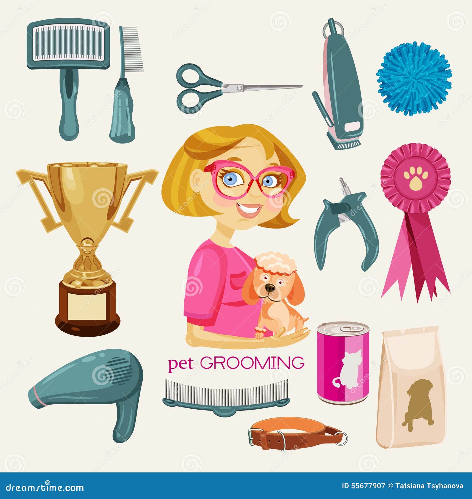 Vector Set. Pet Grooming stock vector. Illustration of discount 55677907
