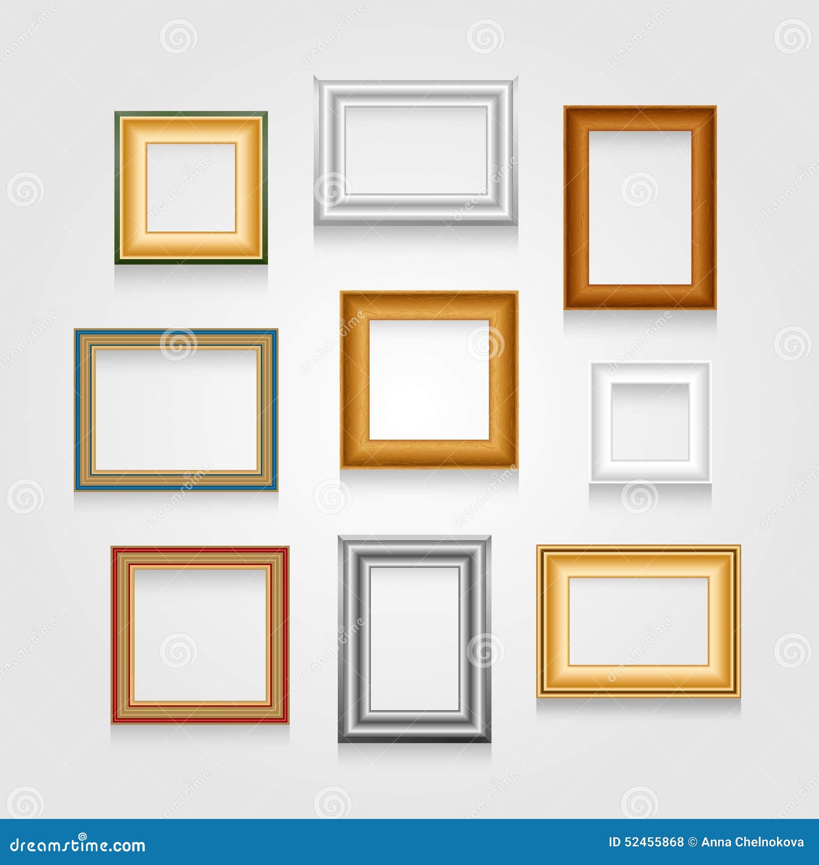 Vector Set of Picture Frames. Stock Vector Illustration of decoration