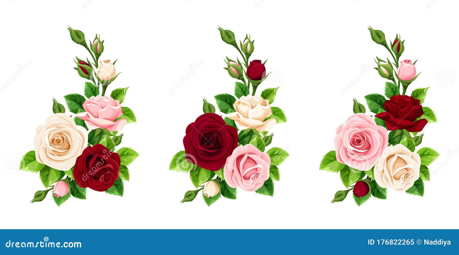 set of pink, burgundy and white roses corners.  .