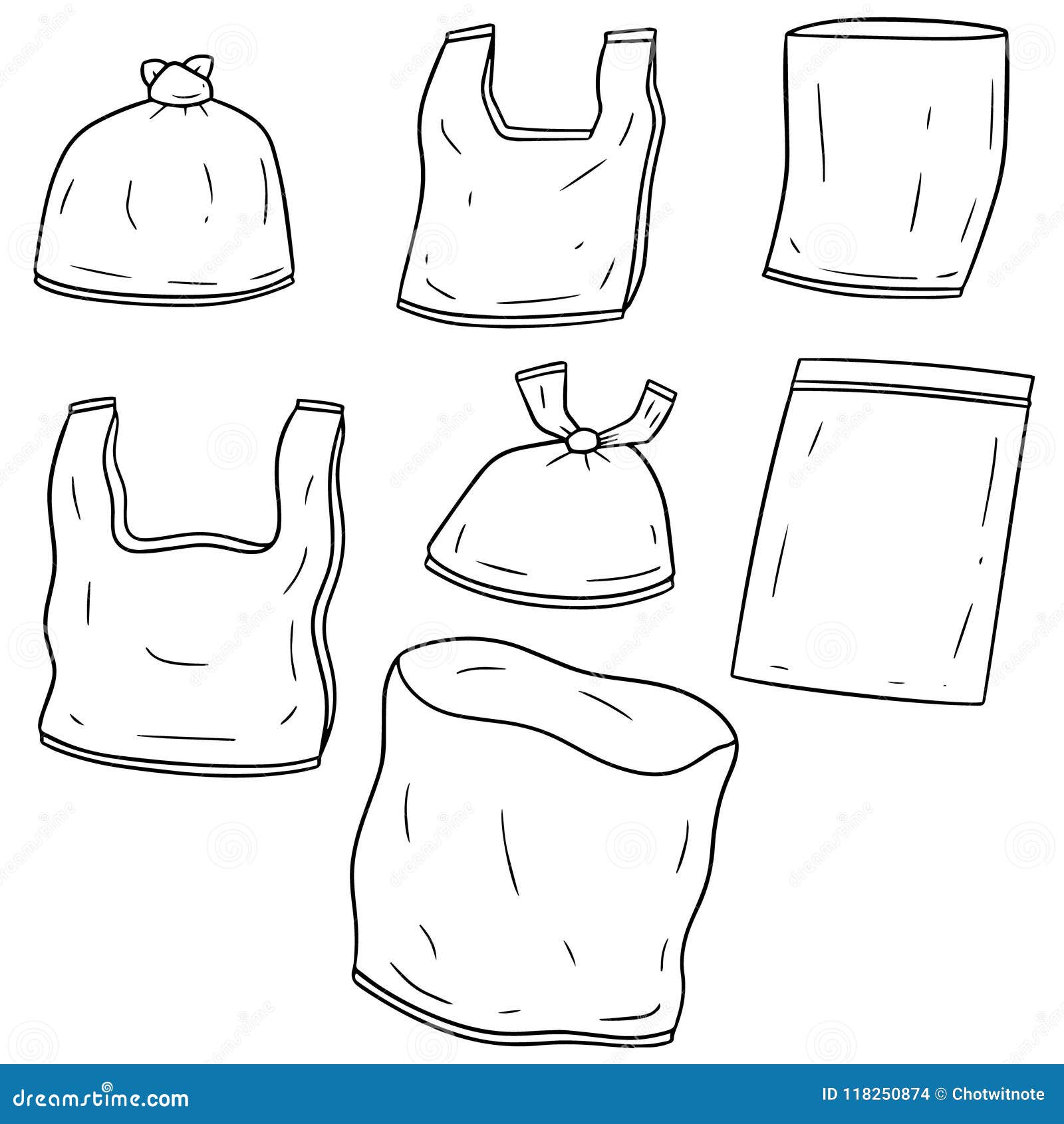 Vector set of plastic bag stock vector. Illustration of product 118250874