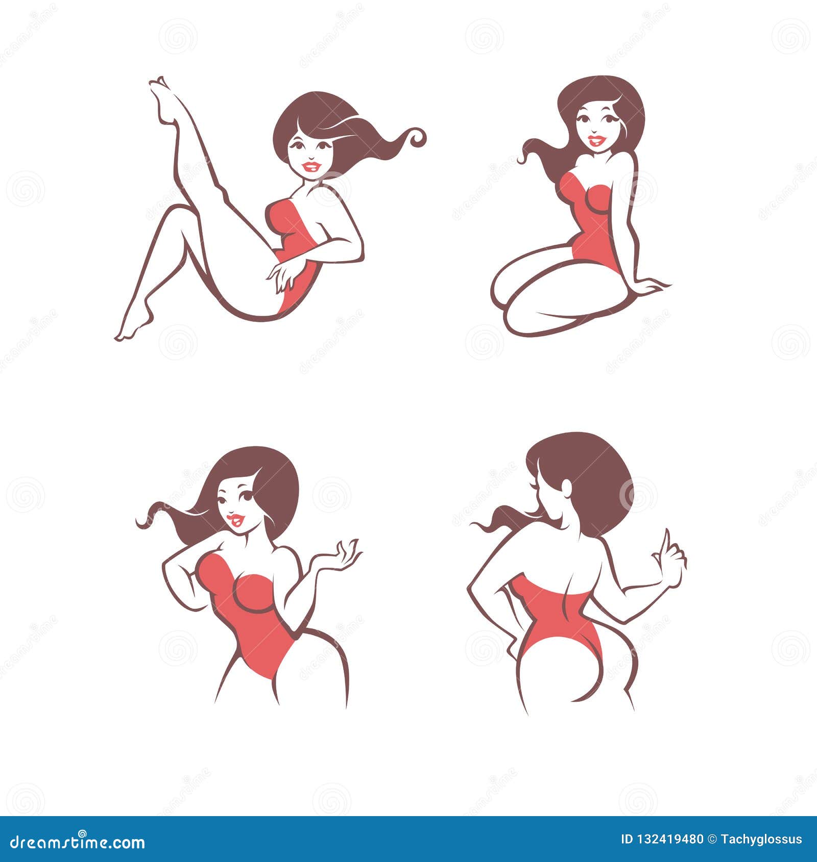  set of plus size pinup girls for your logo cartoon coll