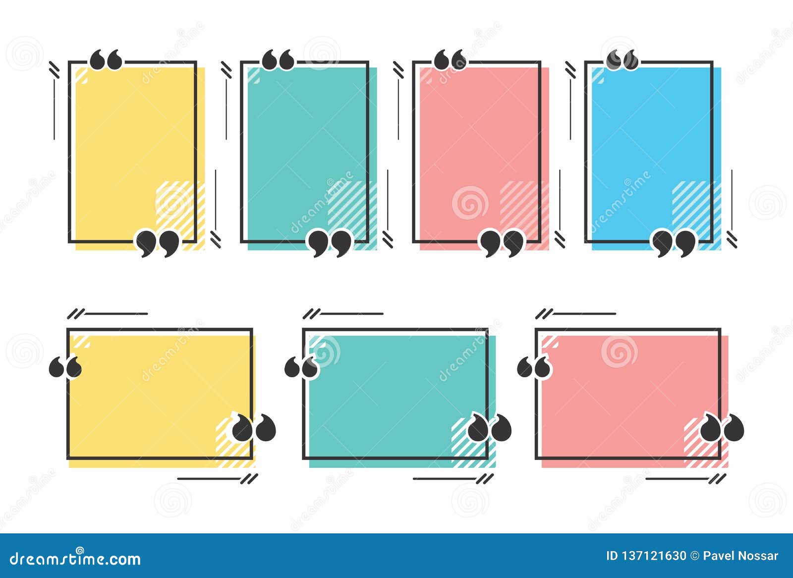 Download Vector Set Of Quote Forms Template. Colorful Bright Backgrounds. Blank Colorful Speech Frames ...