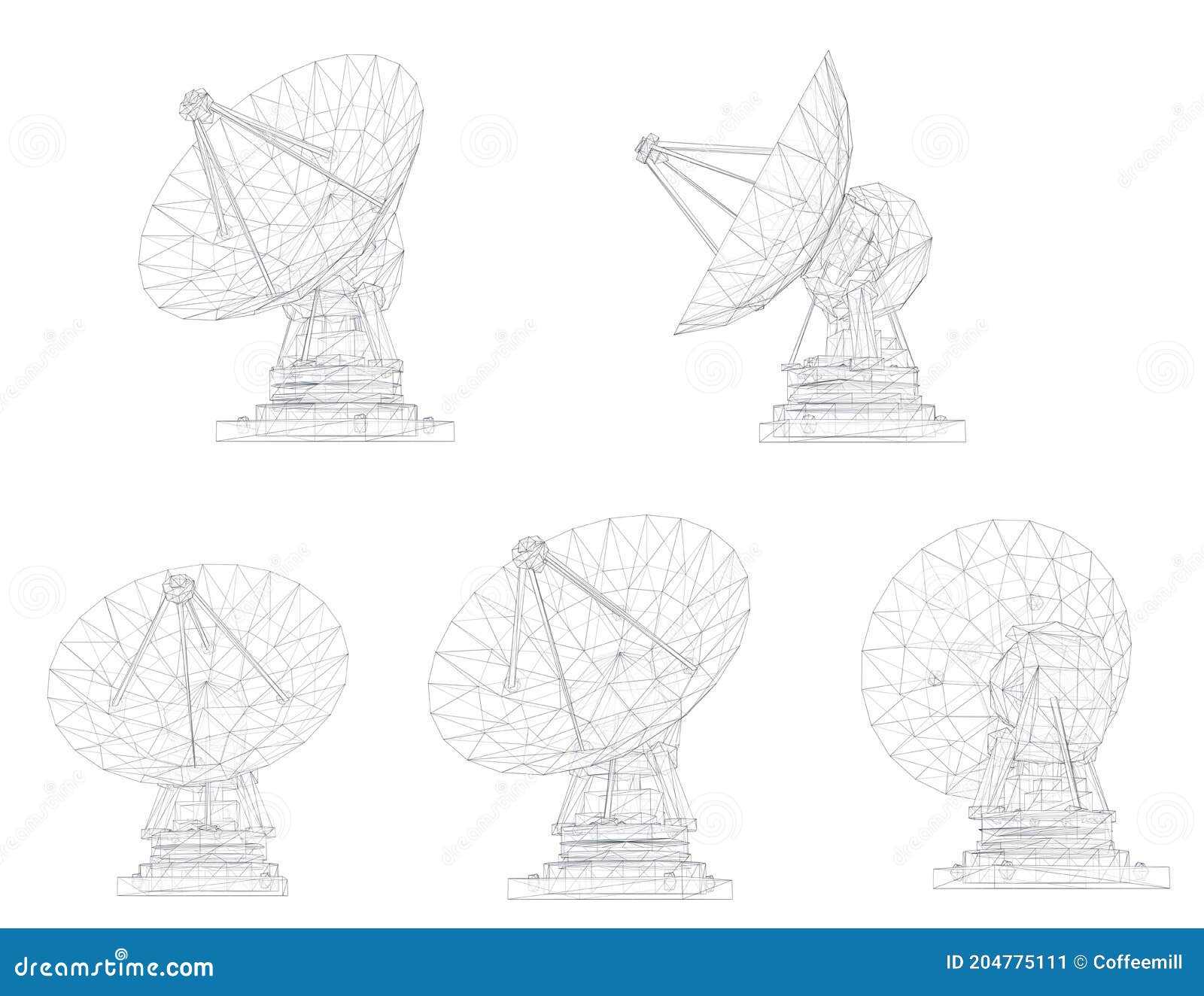 Vector set. Radio antenna stock vector. Illustration of observatory